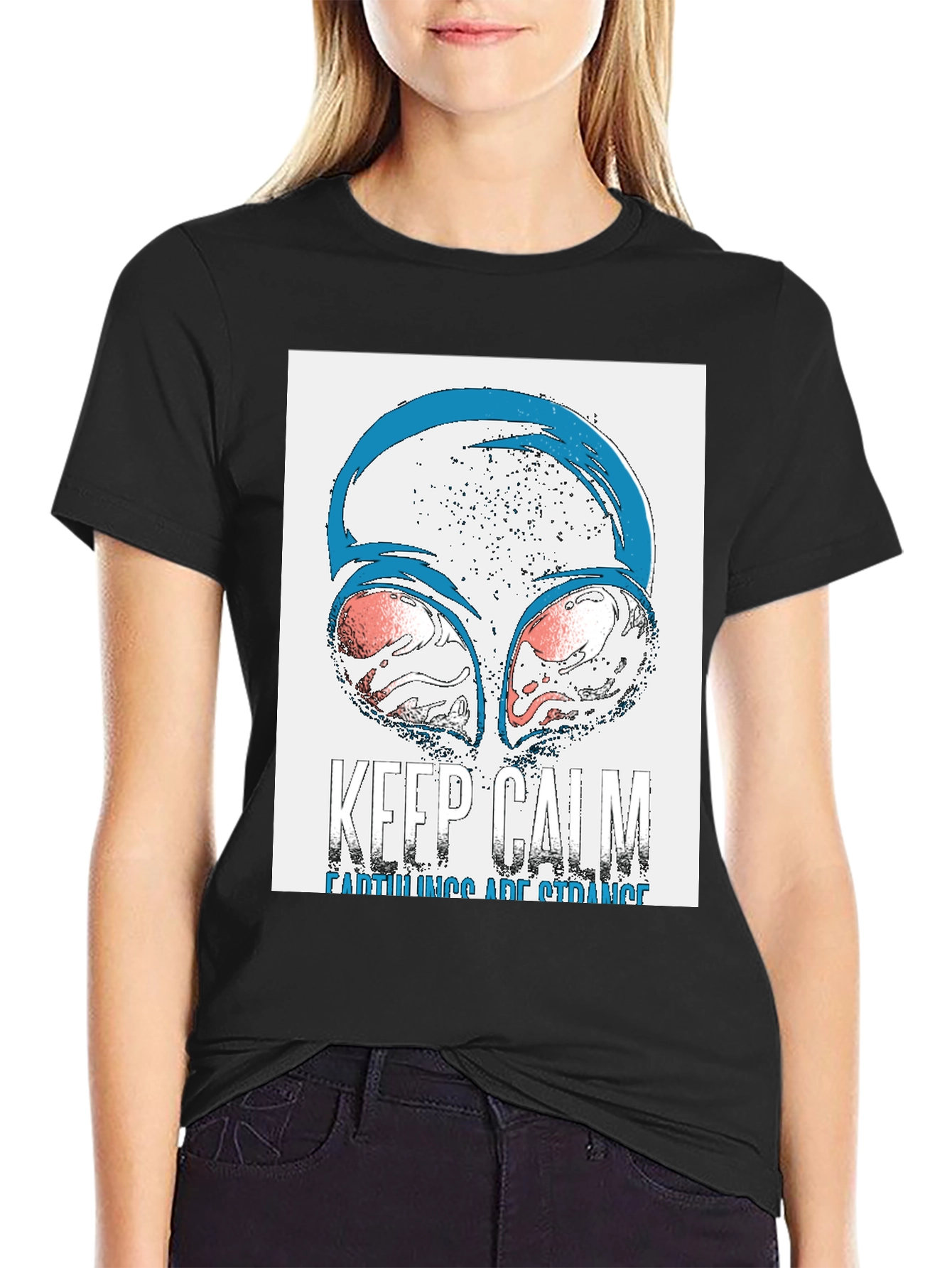 Keep Calm Earthlings Are Strange Alien Graphic Tee