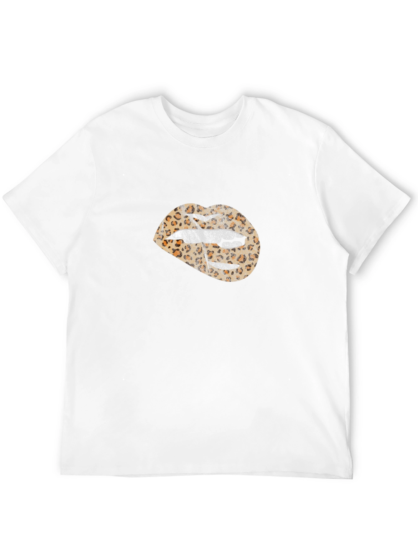 Leopard Print Lips Graphic Tee - Black
