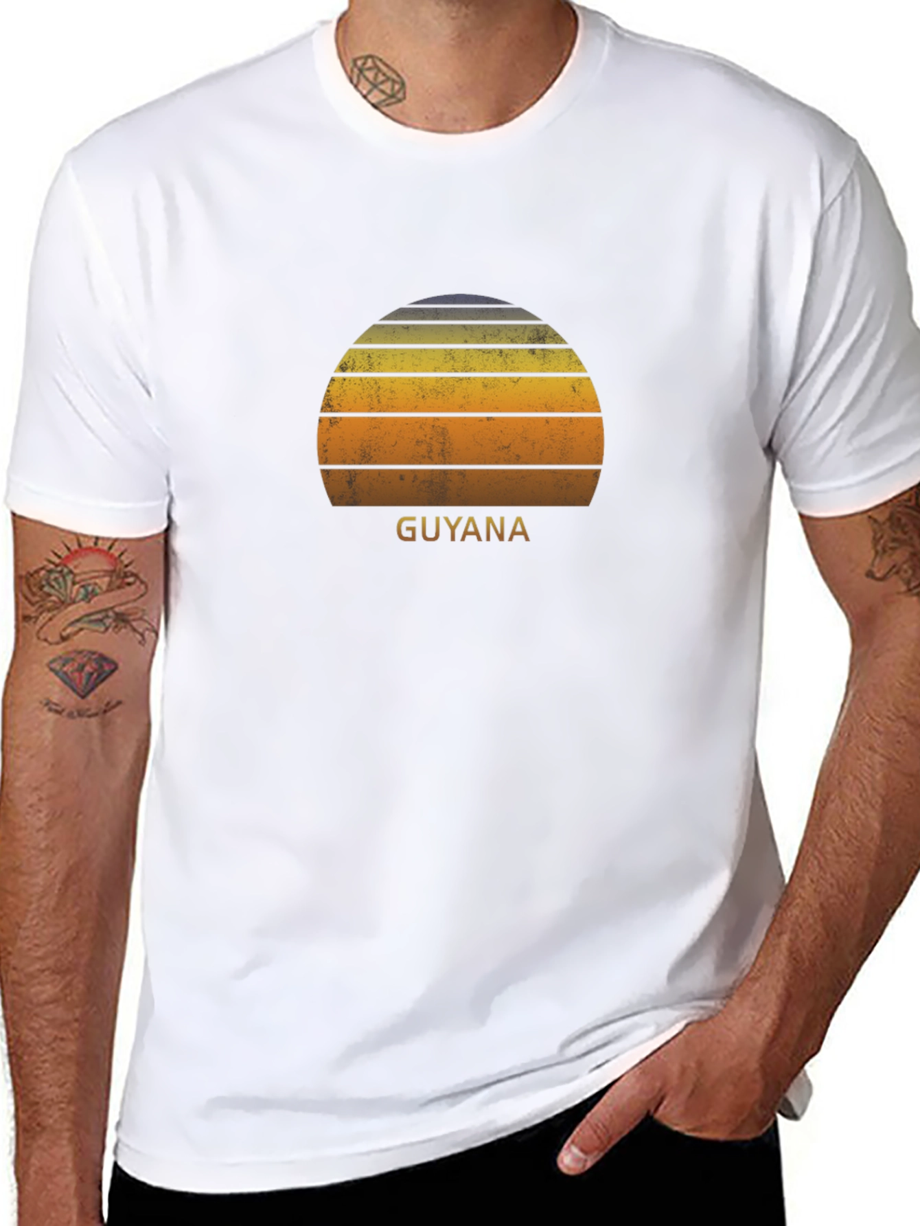 Guyana Sunset Graphic Tee - Retro Style