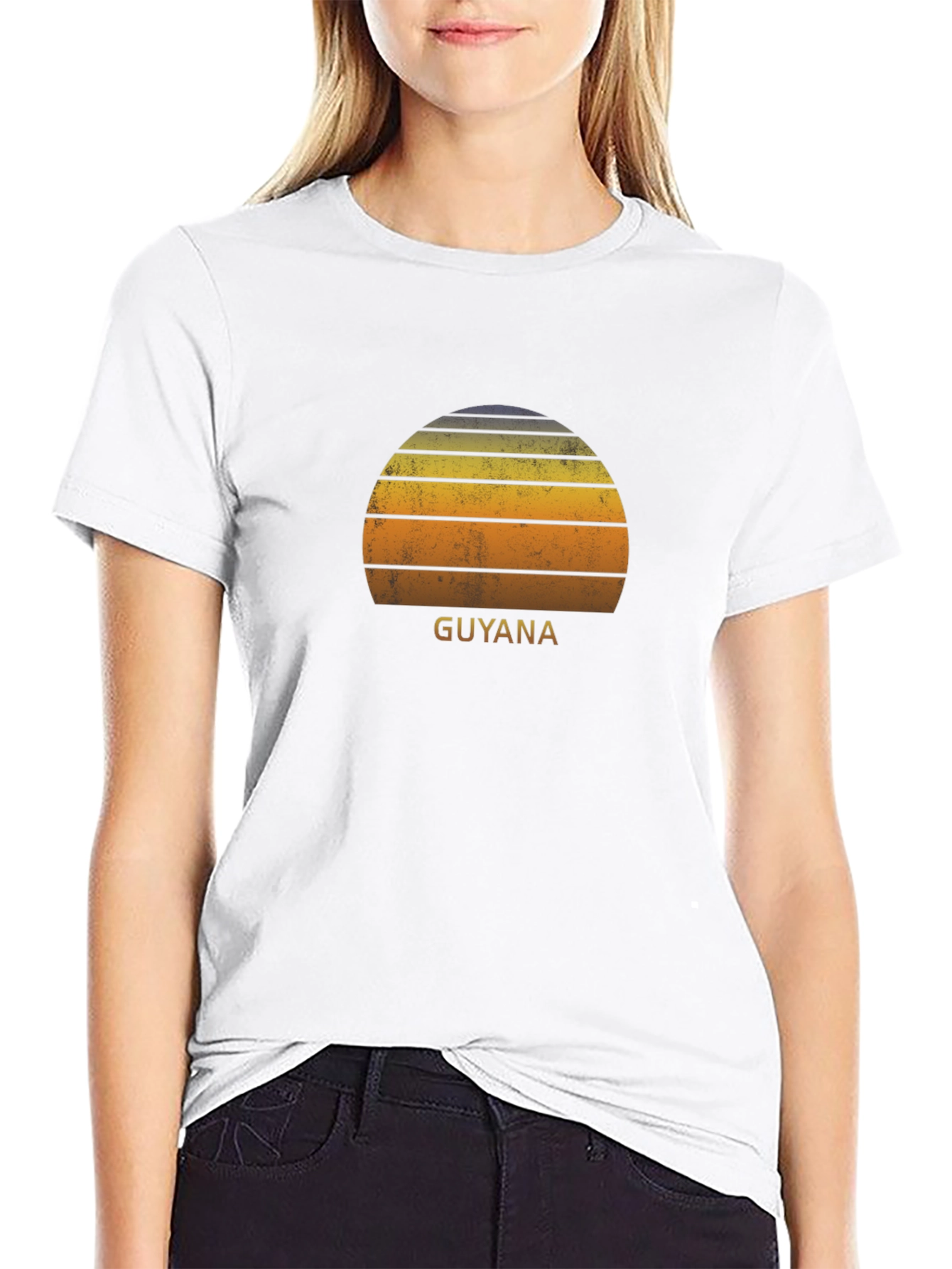 Guyana Sunset Graphic Tee - Retro Style