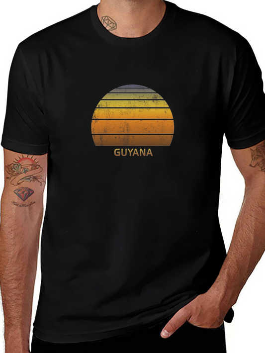 Guyana Sunset Graphic Tee - Retro Style