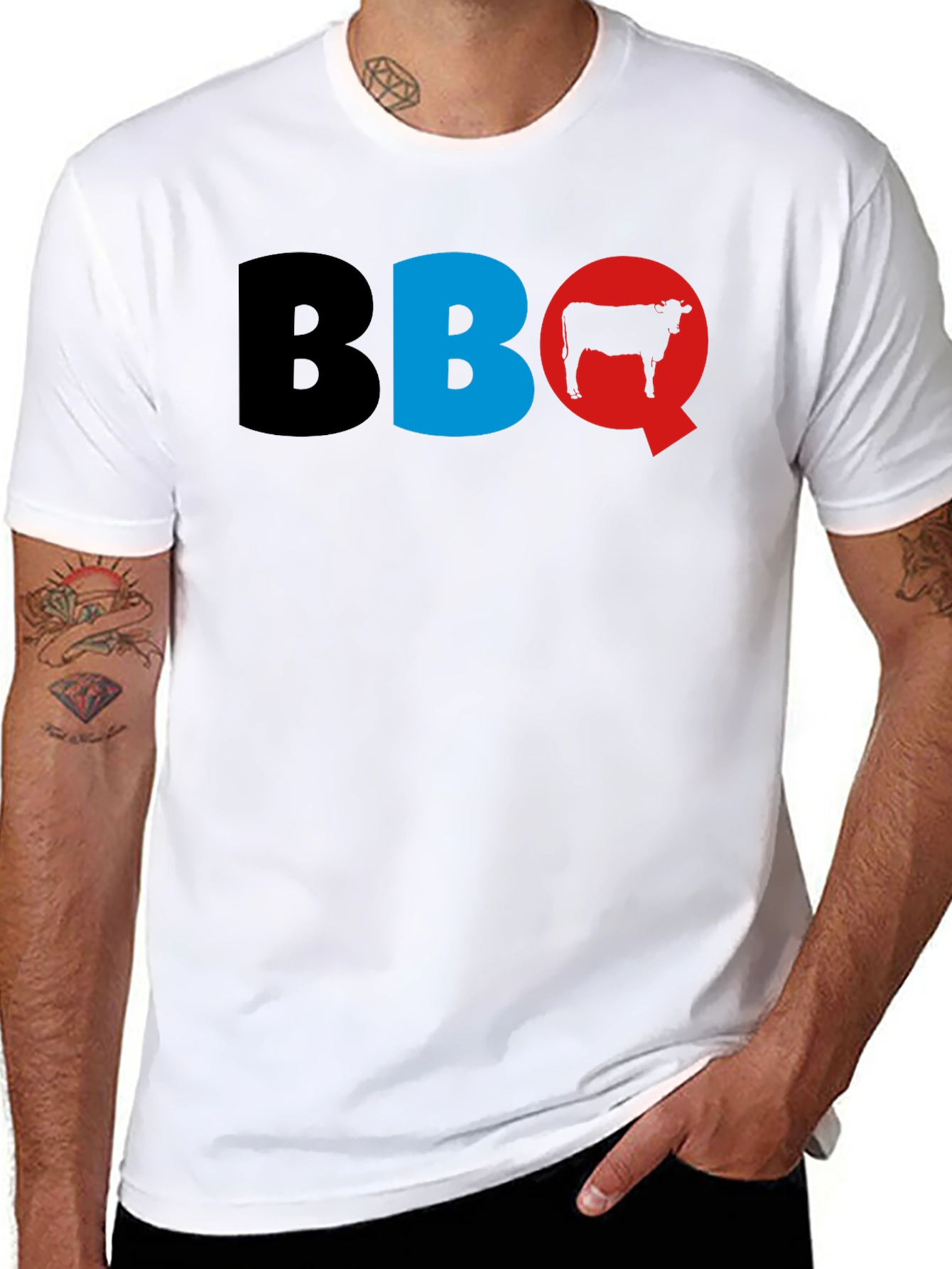 BBQ Cow Graphic T-Shirt - Black Cotton Tee