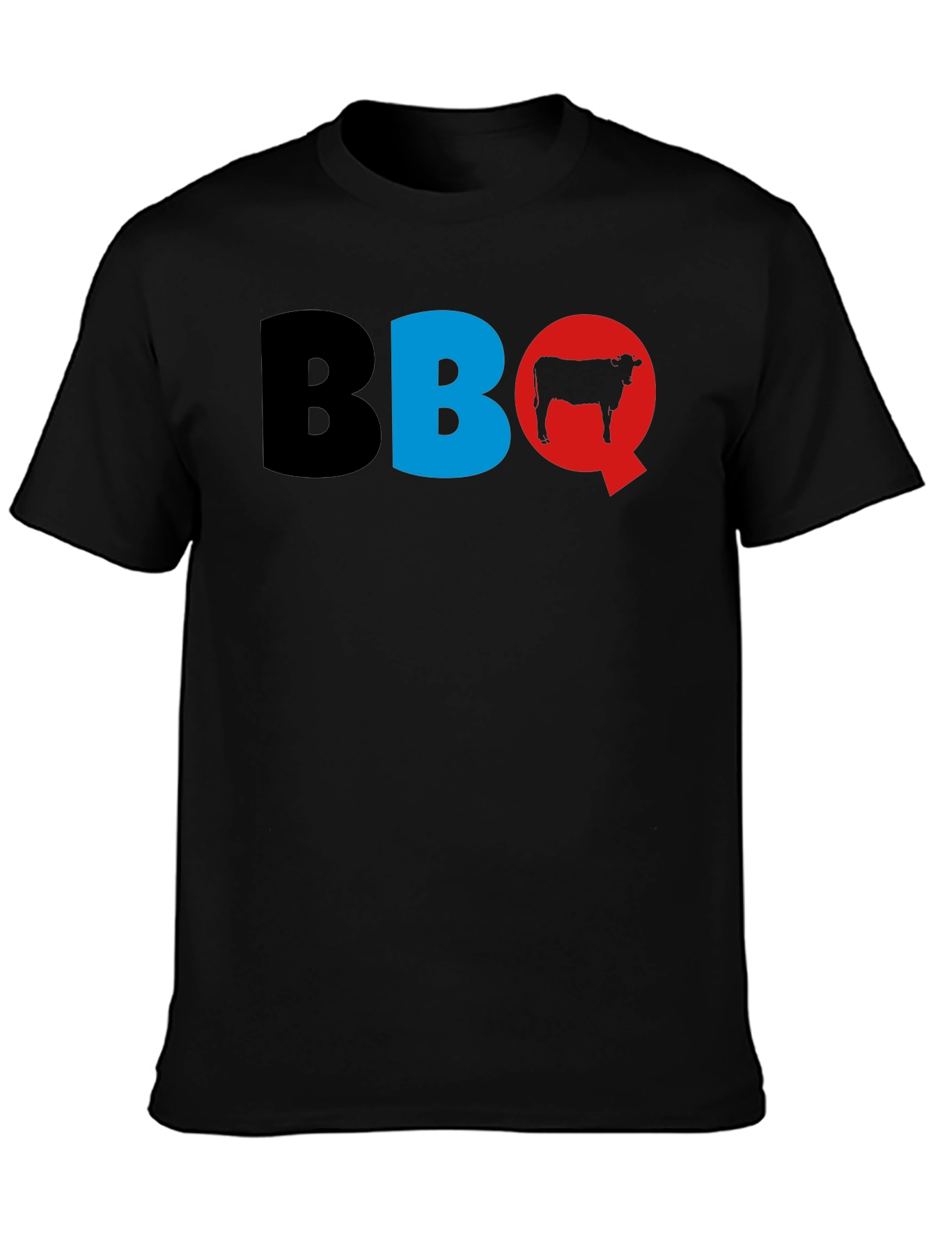 BBQ Cow Graphic T-Shirt - Black Cotton Tee