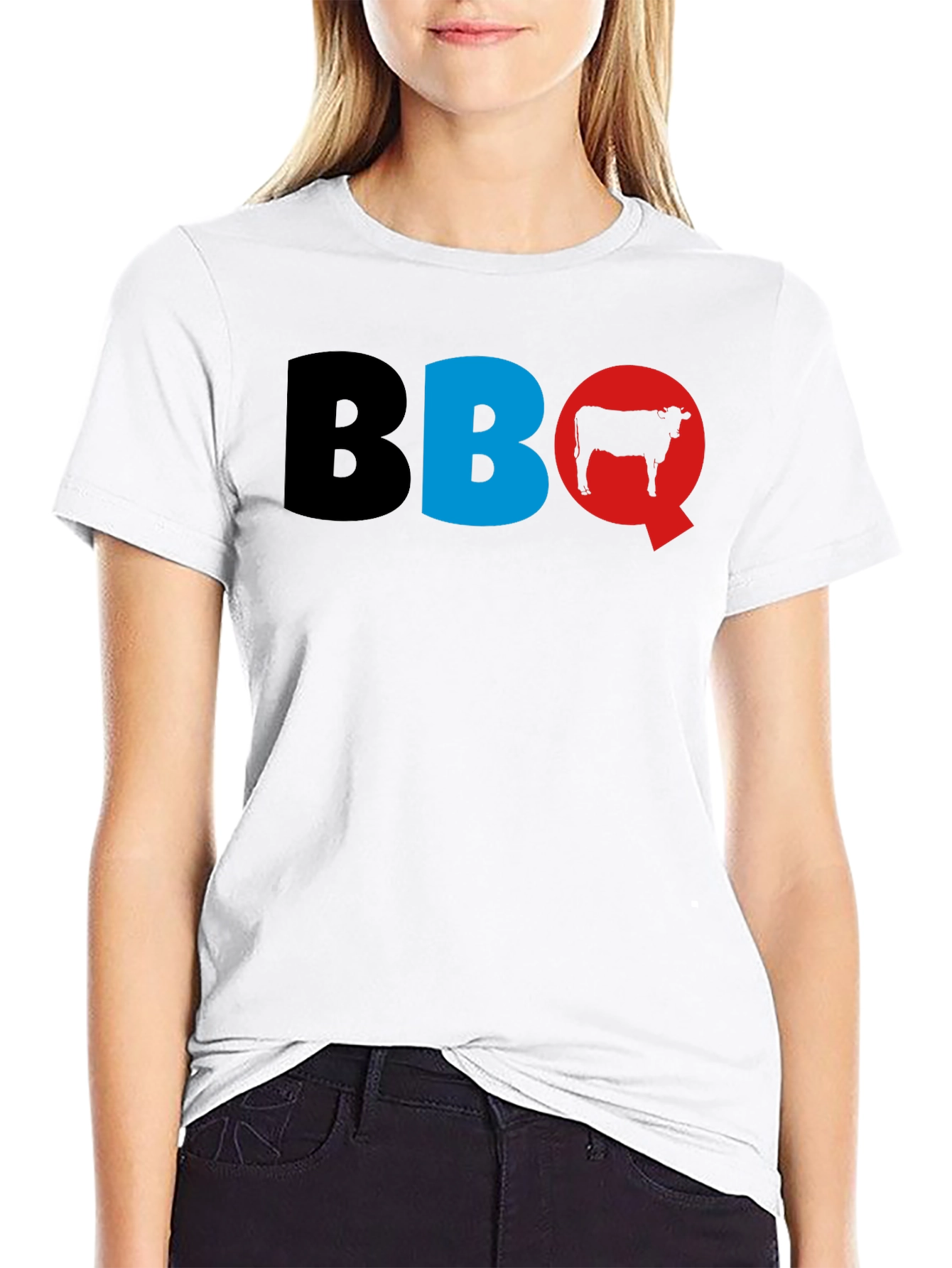 BBQ Cow Graphic T-Shirt - Black Cotton Tee