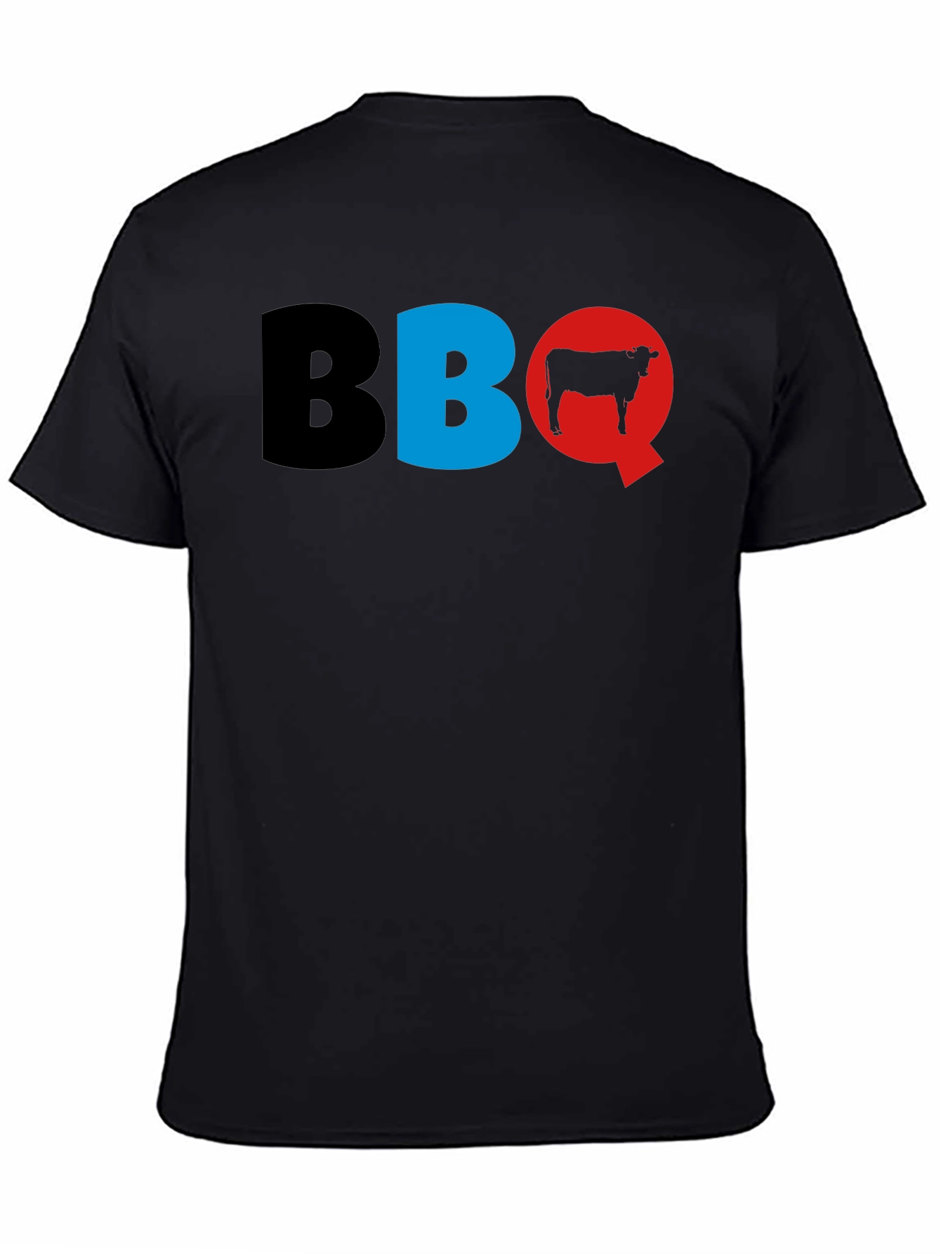 BBQ Cow Graphic T-Shirt - Black Cotton Tee