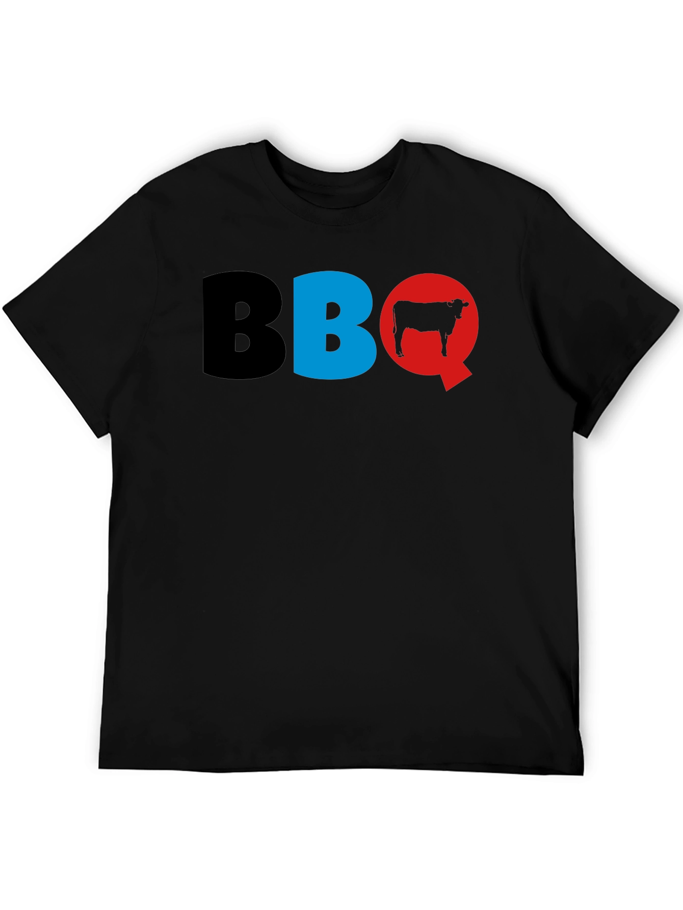 BBQ Cow Graphic T-Shirt - Black Cotton Tee