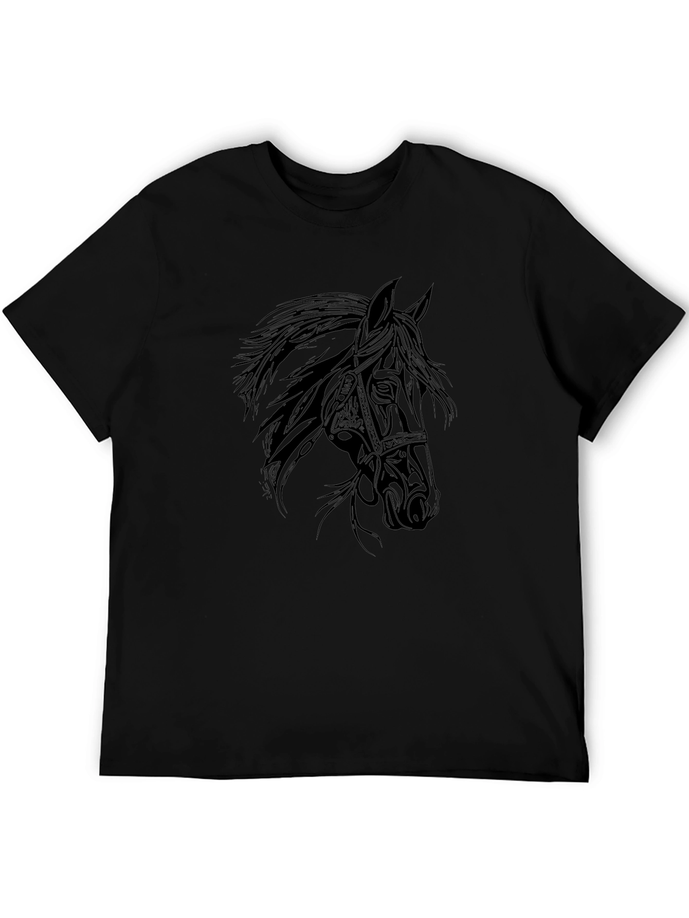 Black Horse Graphic Tee - Stylish Mens T-Shirt