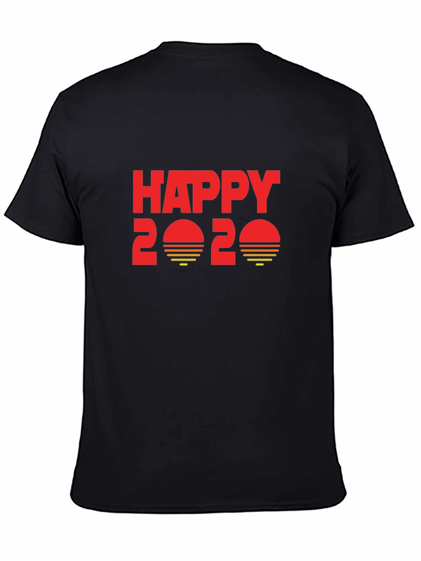 Happy 2020 Graphic T-Shirt - Black Cotton Blend