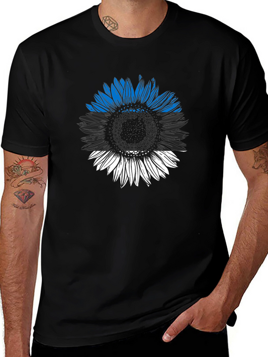 Estonian Flag Sunflower Graphic Tee - Black