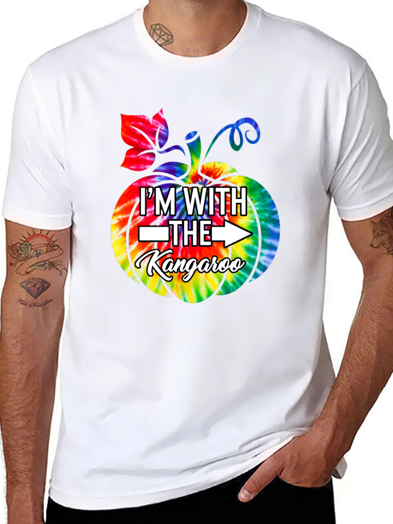 Im With The Kangaroo Tie Dye Pumpkin T-Shirt