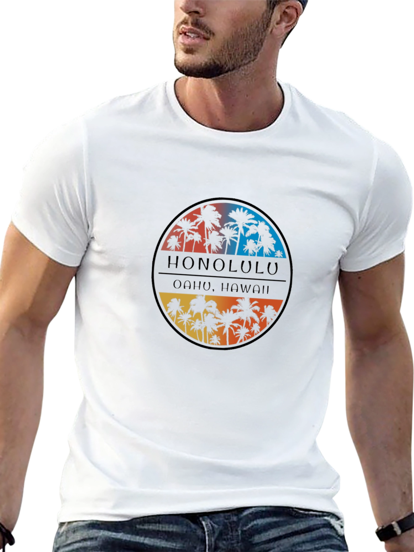 Honolulu Hawaii Palm Tree Graphic T-Shirt