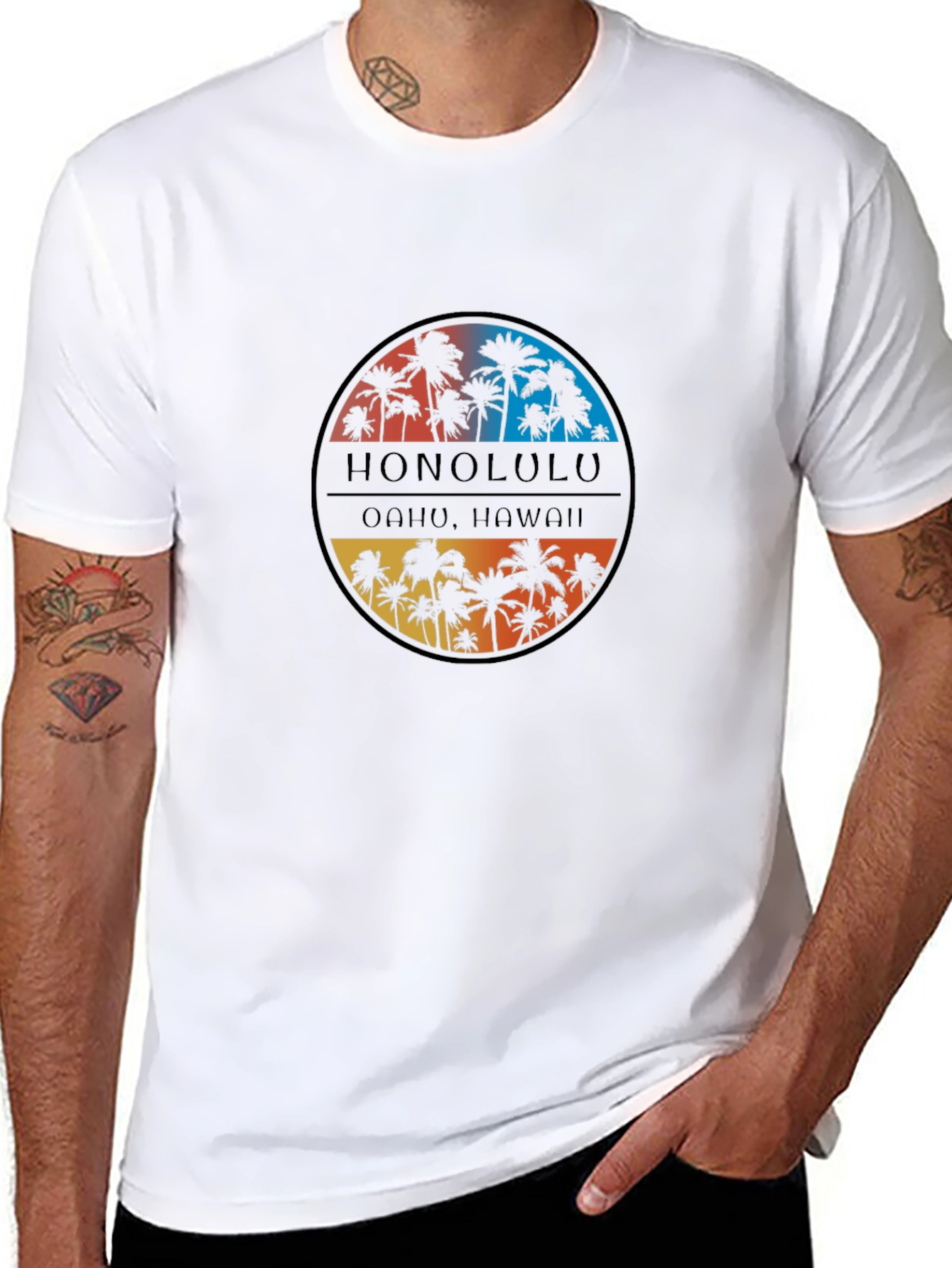 Honolulu Hawaii Palm Tree Graphic T-Shirt