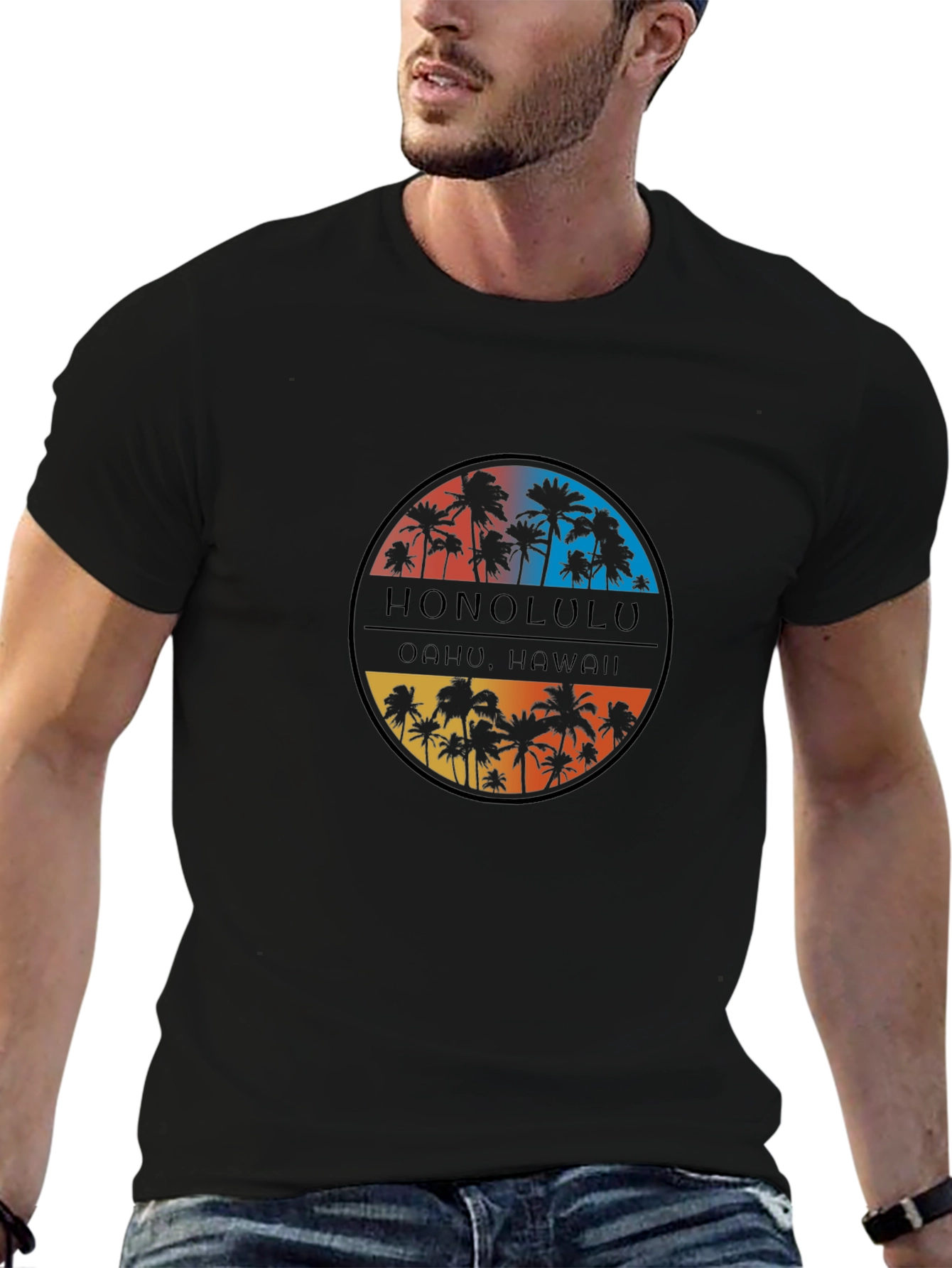 Honolulu Hawaii Palm Tree Graphic T-Shirt