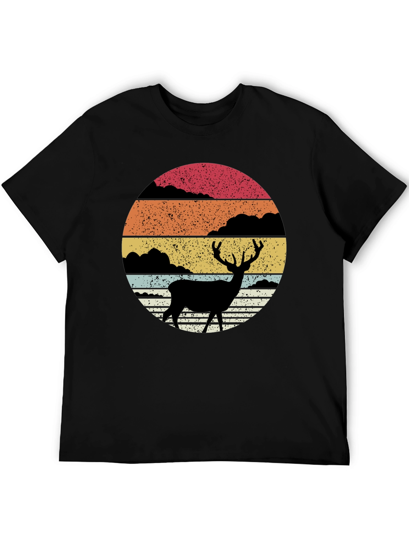 Retro Deer Silhouette Sunset Graphic Tee