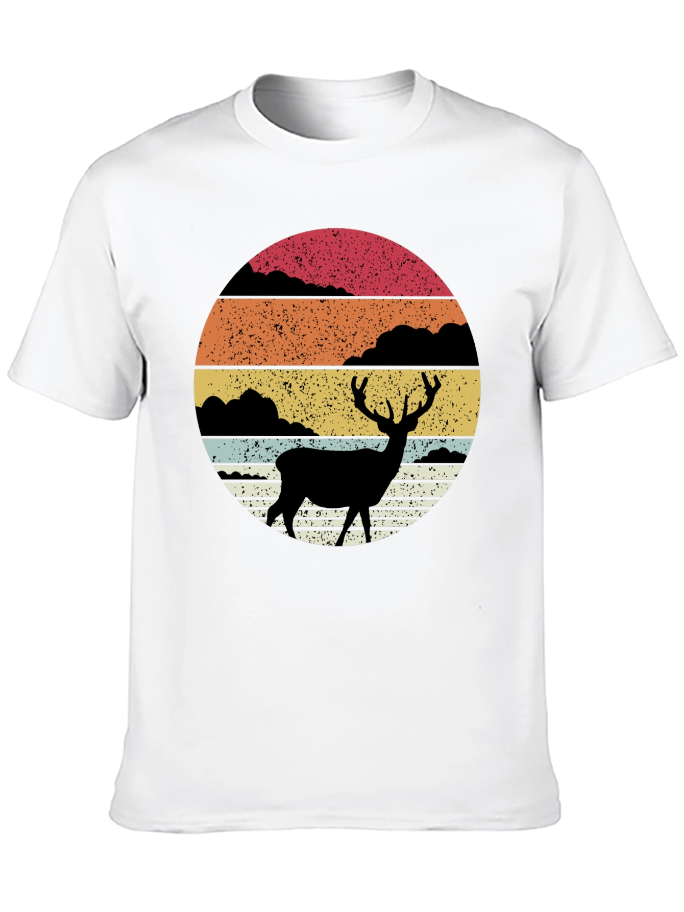 Retro Deer Silhouette Sunset Graphic Tee