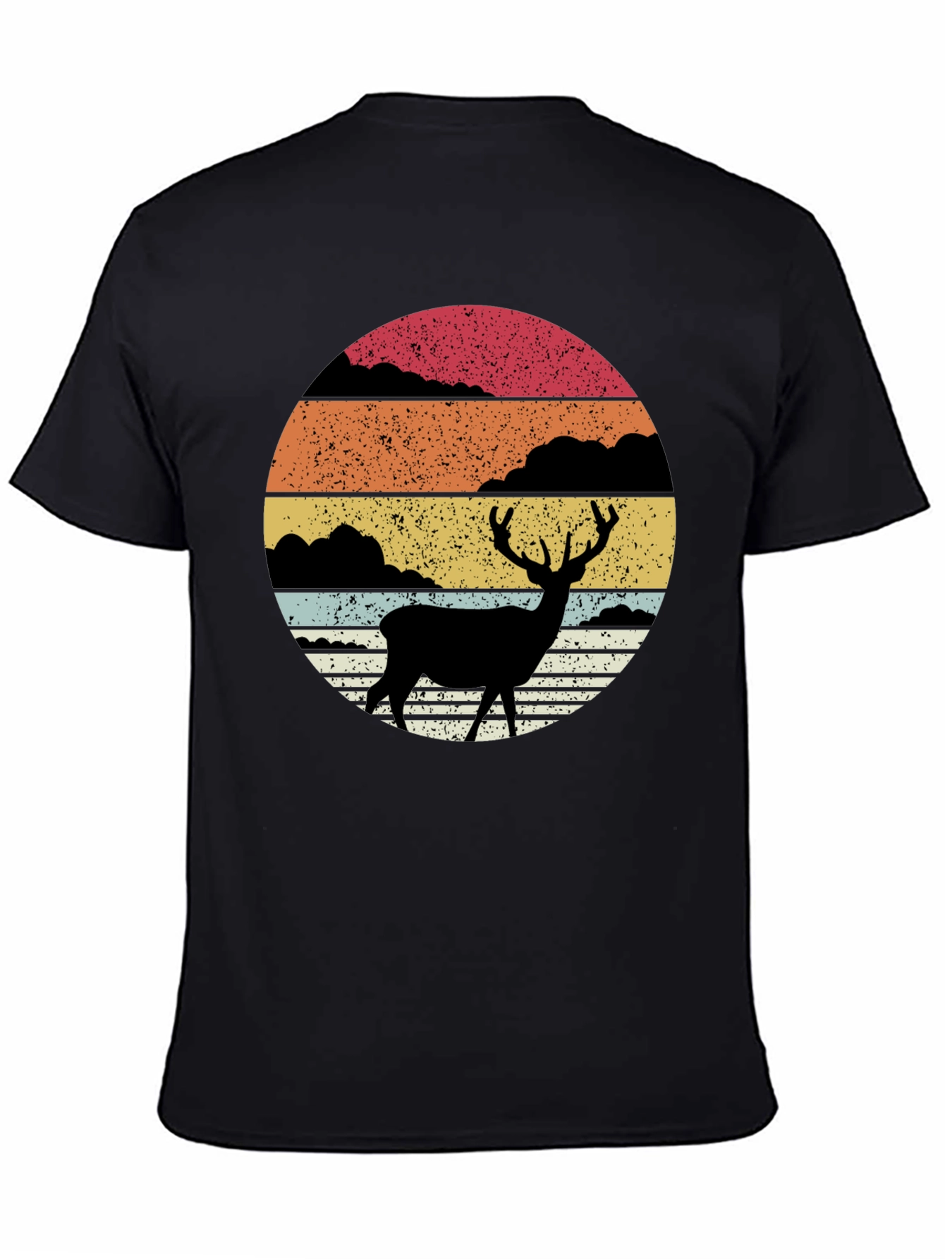 Retro Deer Silhouette Sunset Graphic Tee
