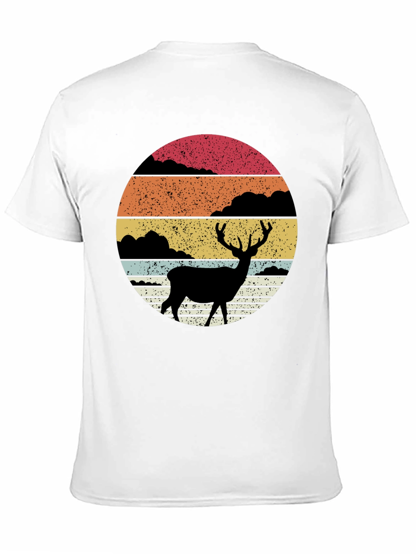 Retro Deer Silhouette Sunset Graphic Tee