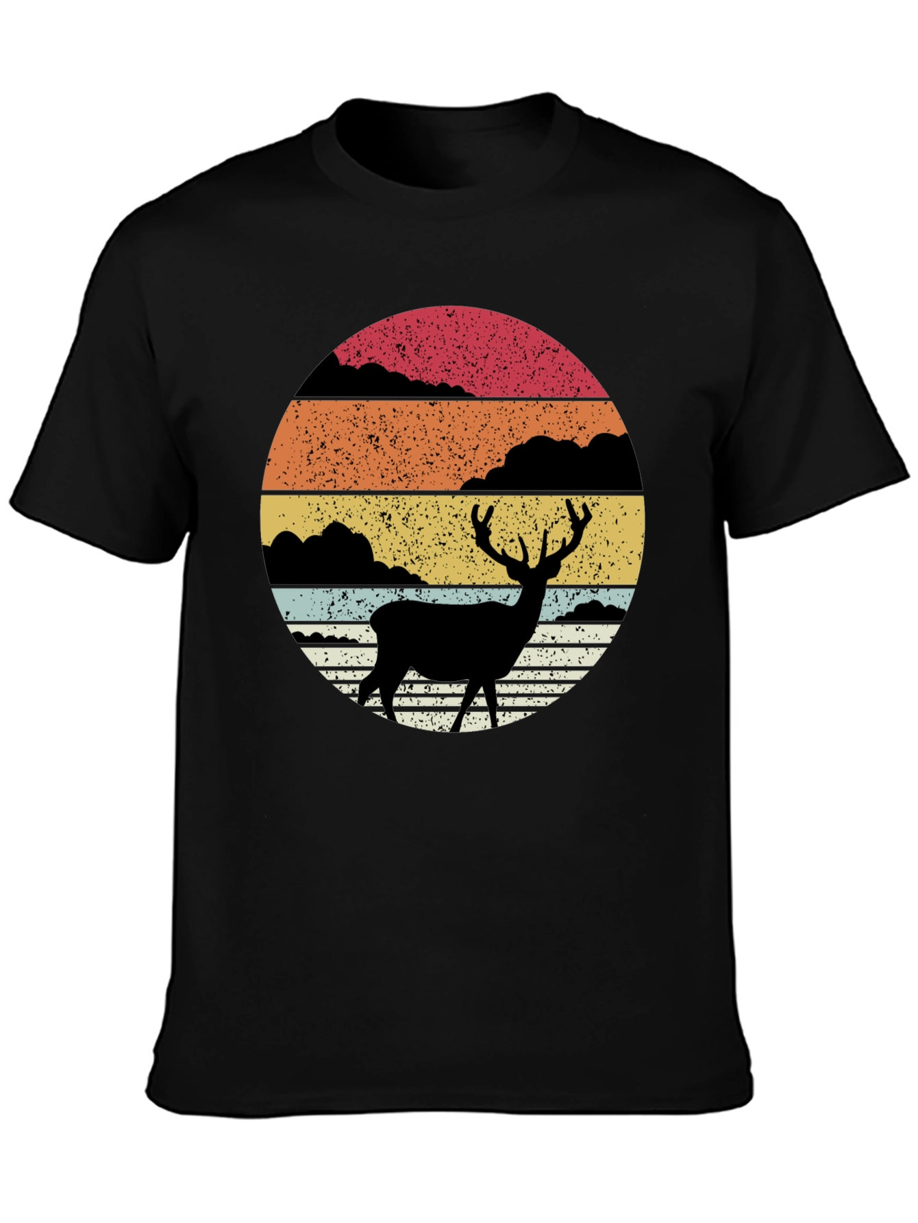 Retro Deer Silhouette Sunset Graphic Tee