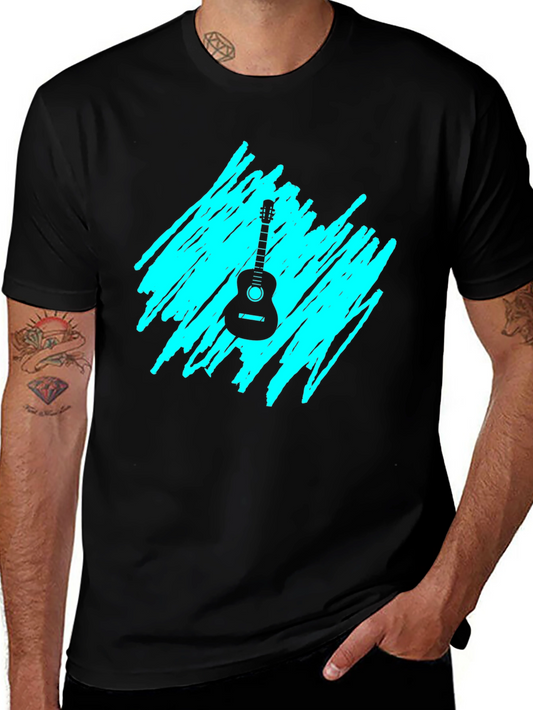 Guitar Graphic Tee - Black Casual T-Shirt
