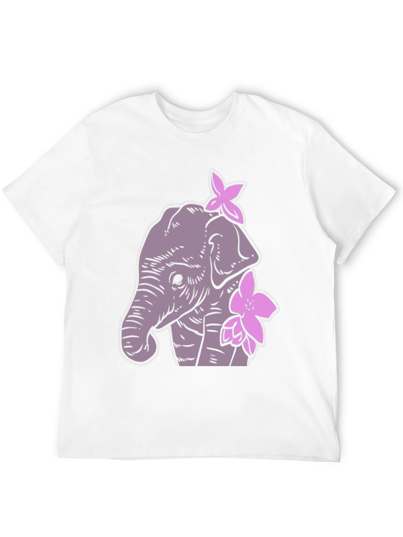 Elephant Floral Graphic Tee - Cute Cartoon Design