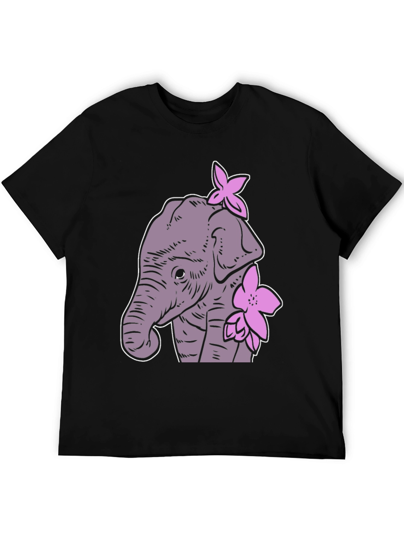 Elephant Floral Graphic Tee - Cute Cartoon Design