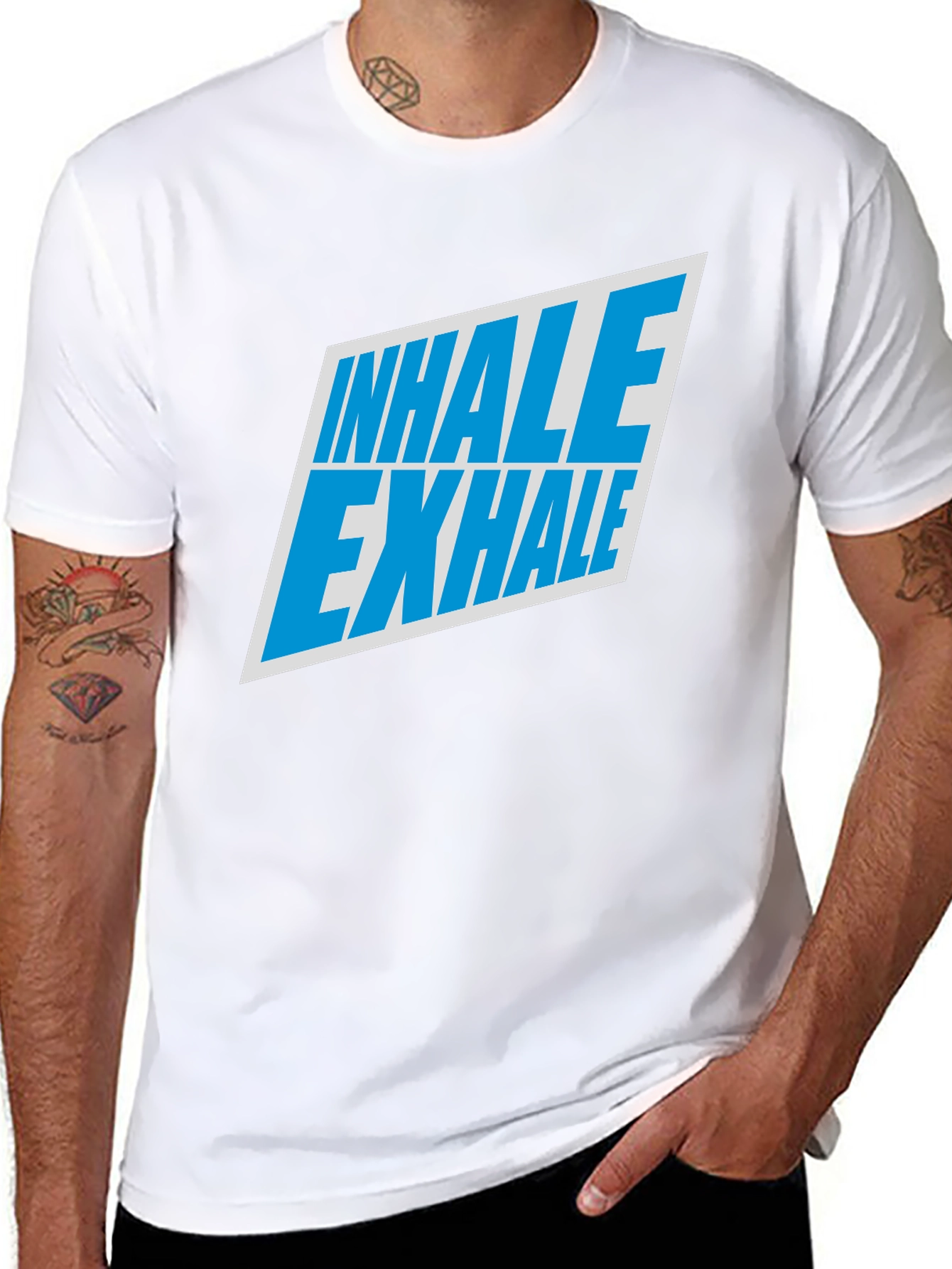 Inhale Exhale Graphic Tee - Black Cotton T-Shirt