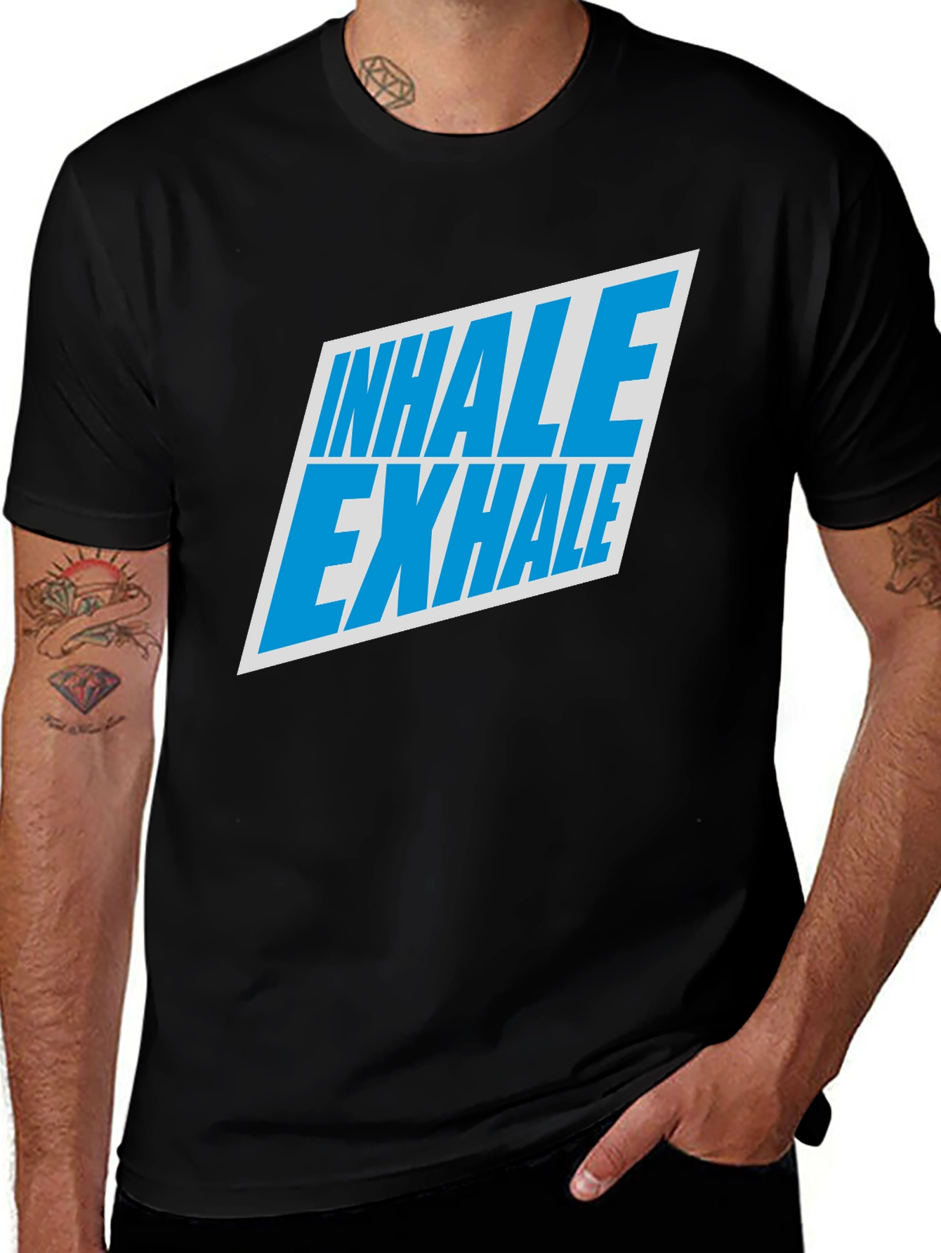 Inhale Exhale Graphic Tee - Black Cotton T-Shirt