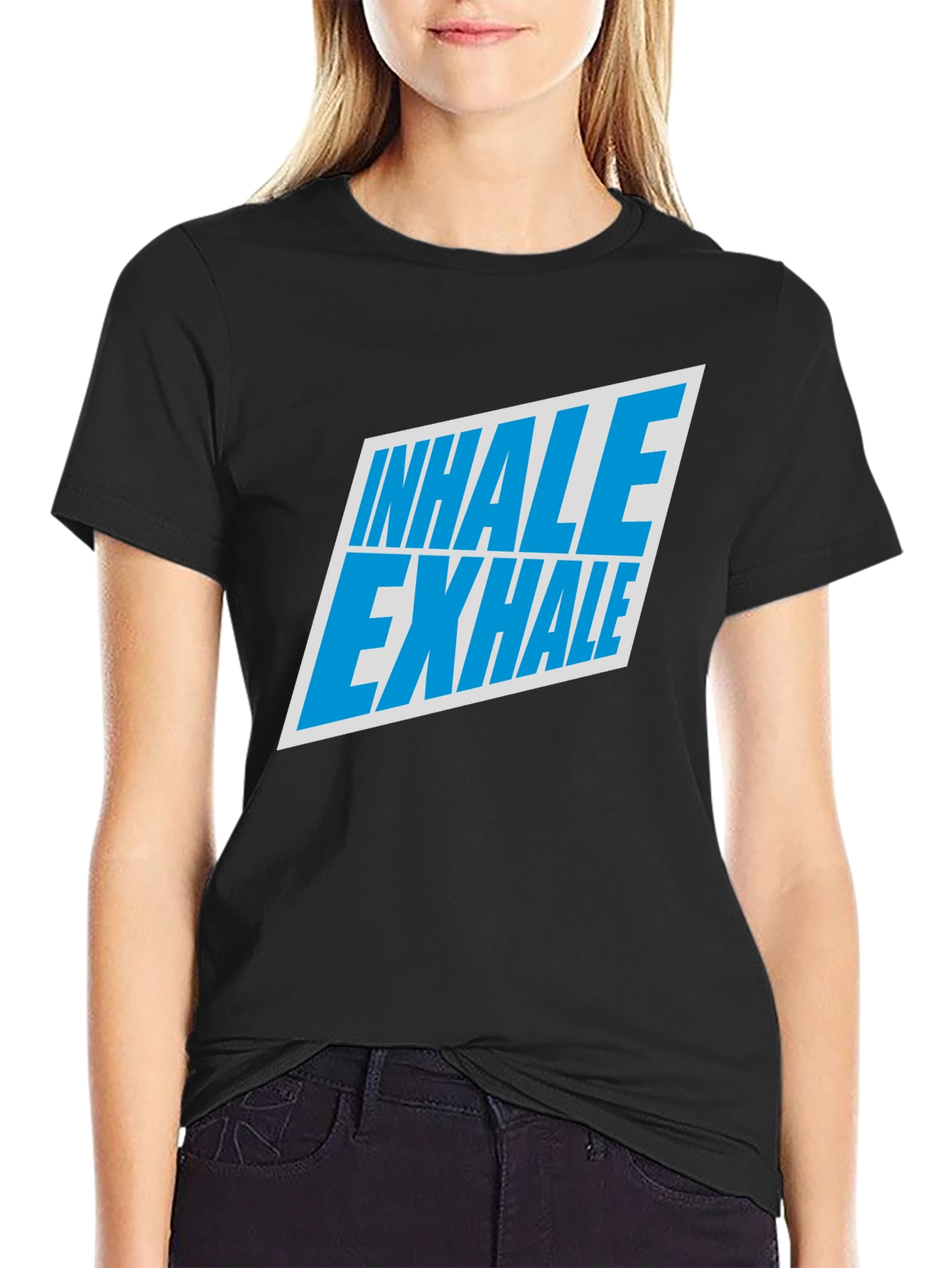 Inhale Exhale Graphic Tee - Black Cotton T-Shirt