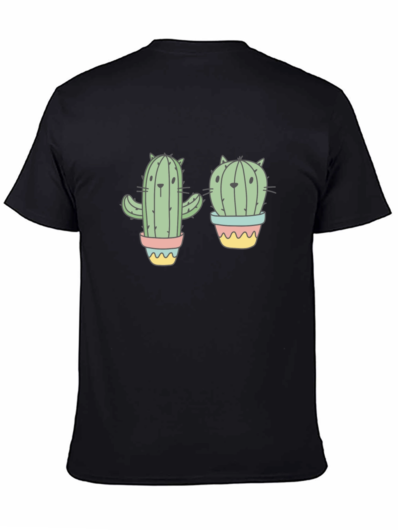 Cactus Cat Black Graphic T-Shirt