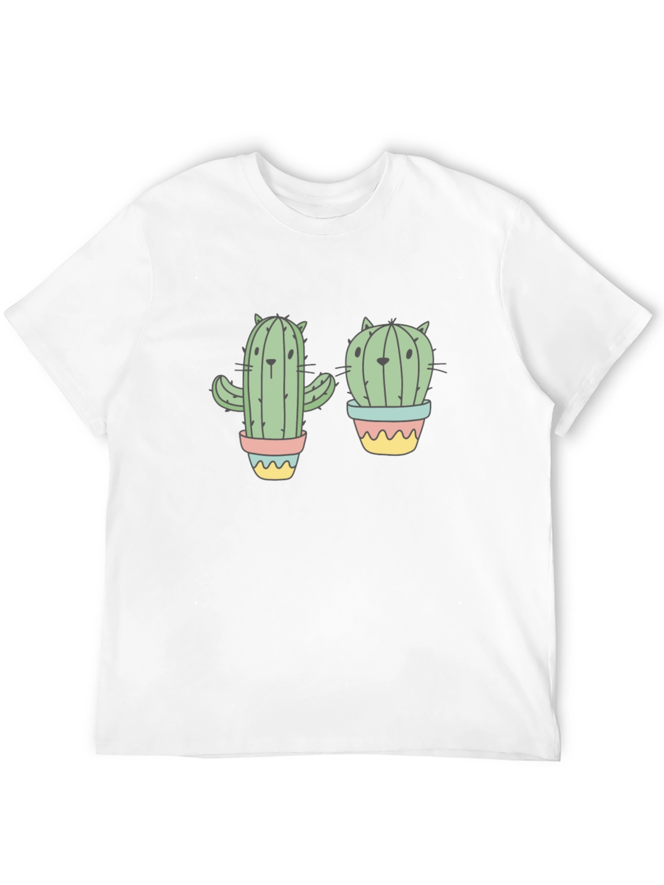 Cactus Cat Black Graphic T-Shirt