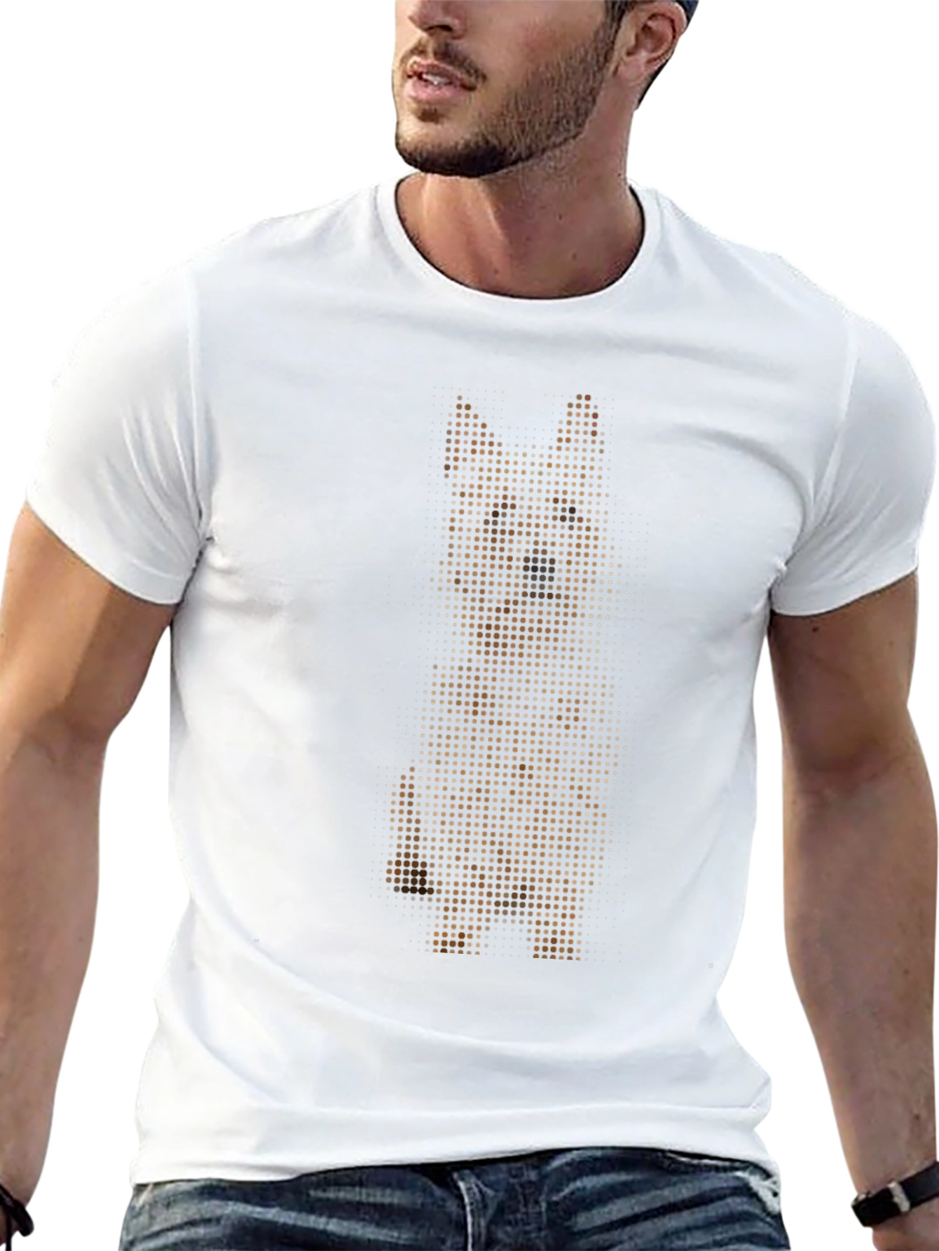 German Shepherd Dot Art Black T-Shirt