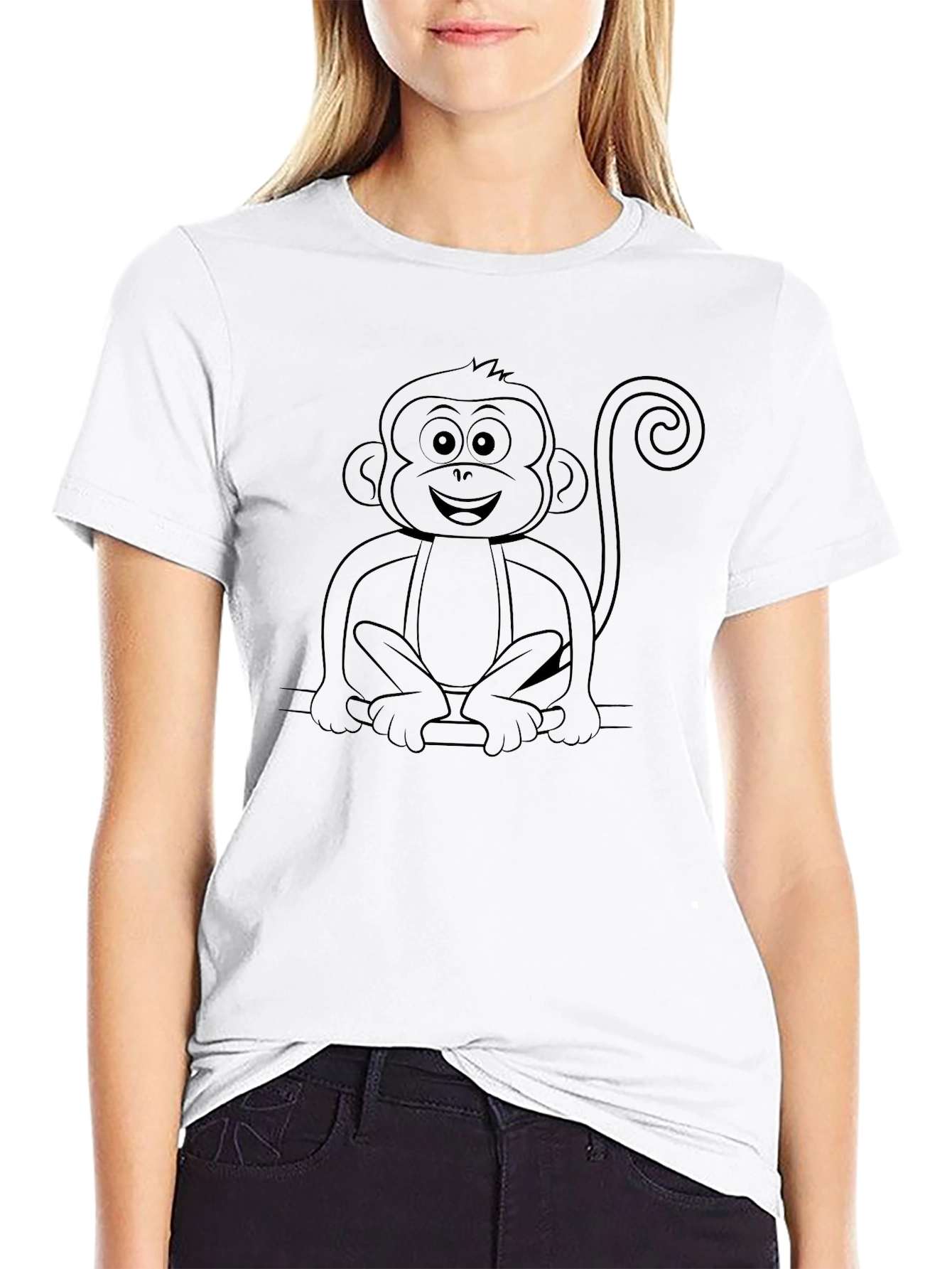 Monkey Graphic Tee - Black Cotton T-Shirt