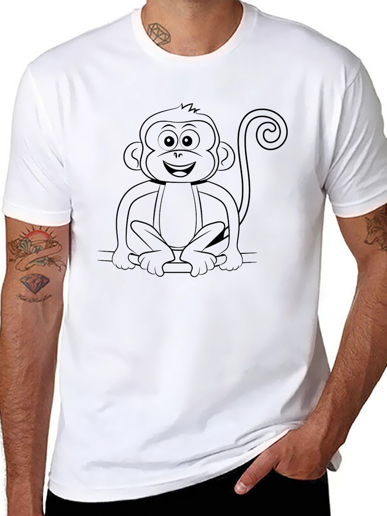 Monkey Graphic Tee - Black Cotton T-Shirt