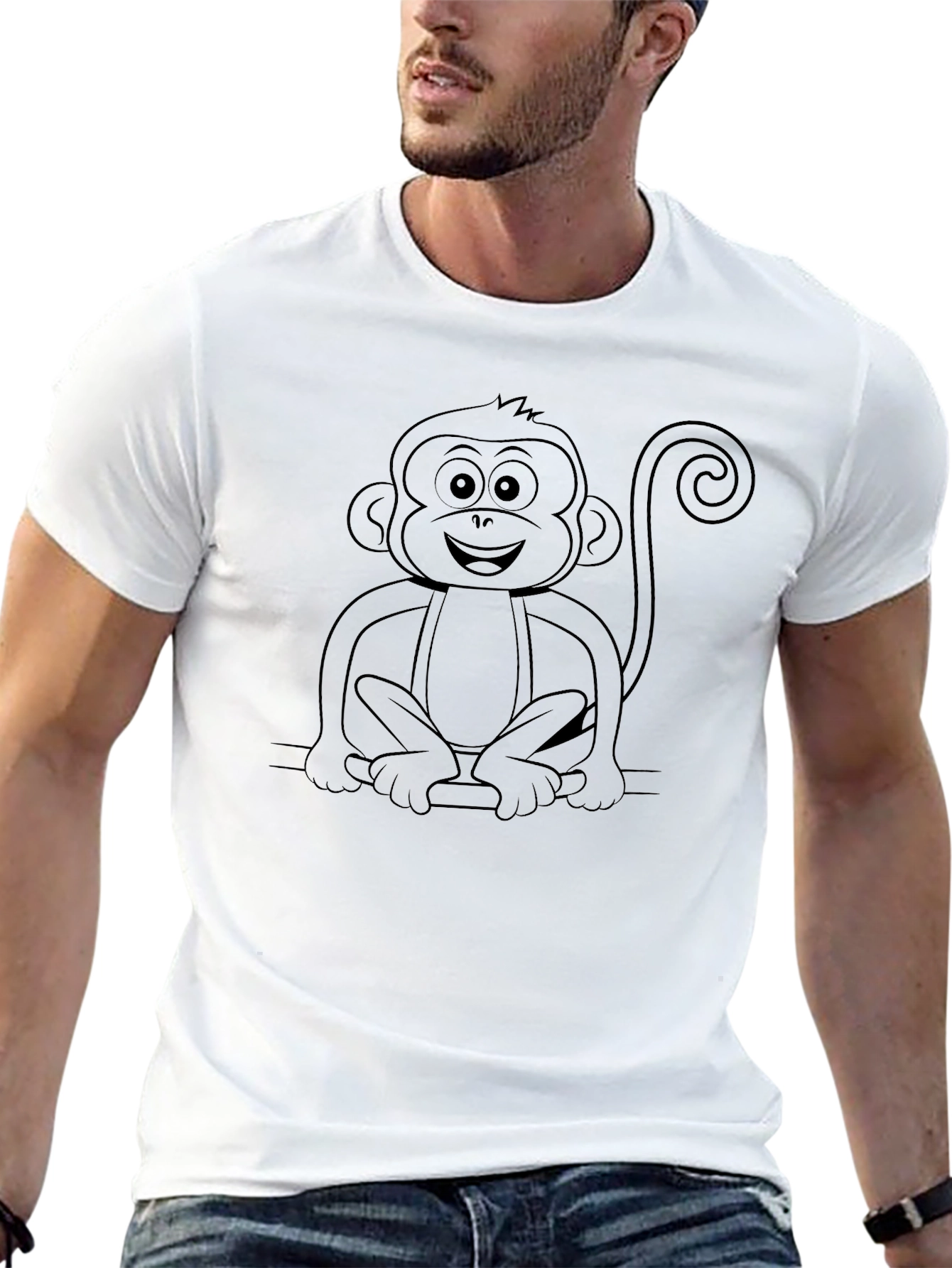 Monkey Graphic Tee - Black Cotton T-Shirt