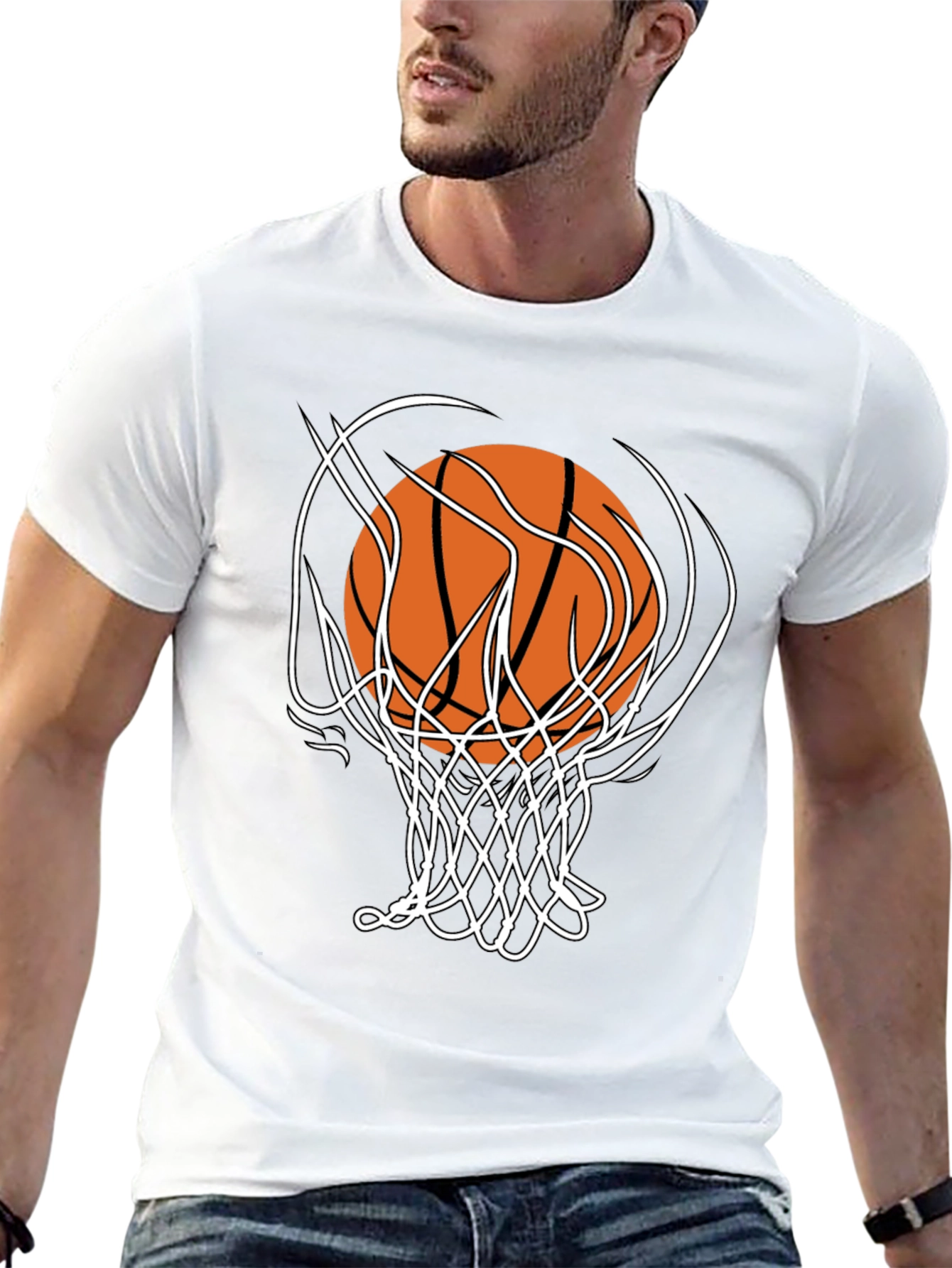 Basketball Graphic Tee - Black Cotton T-Shirt