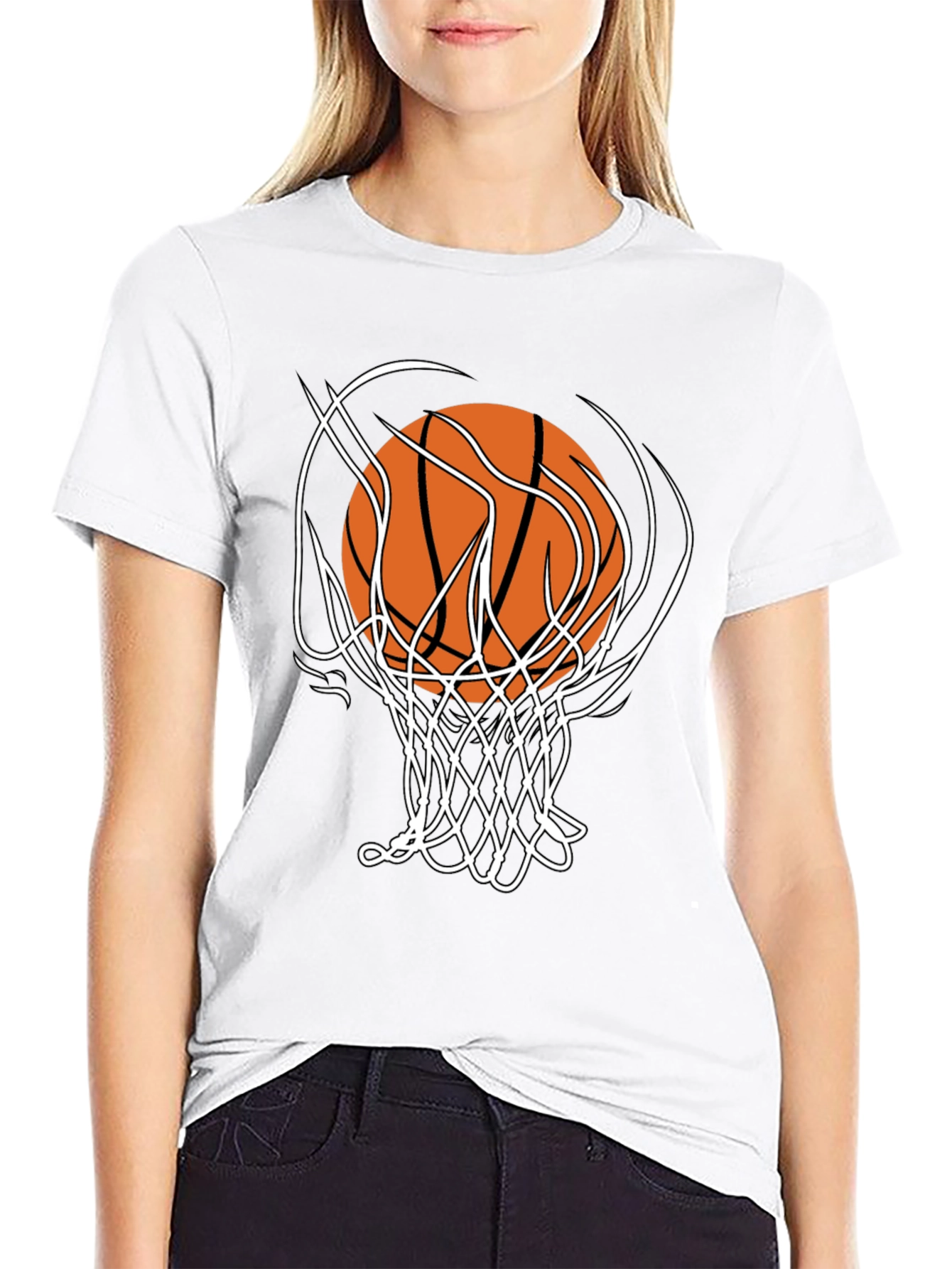 Basketball Graphic Tee - Black Cotton T-Shirt