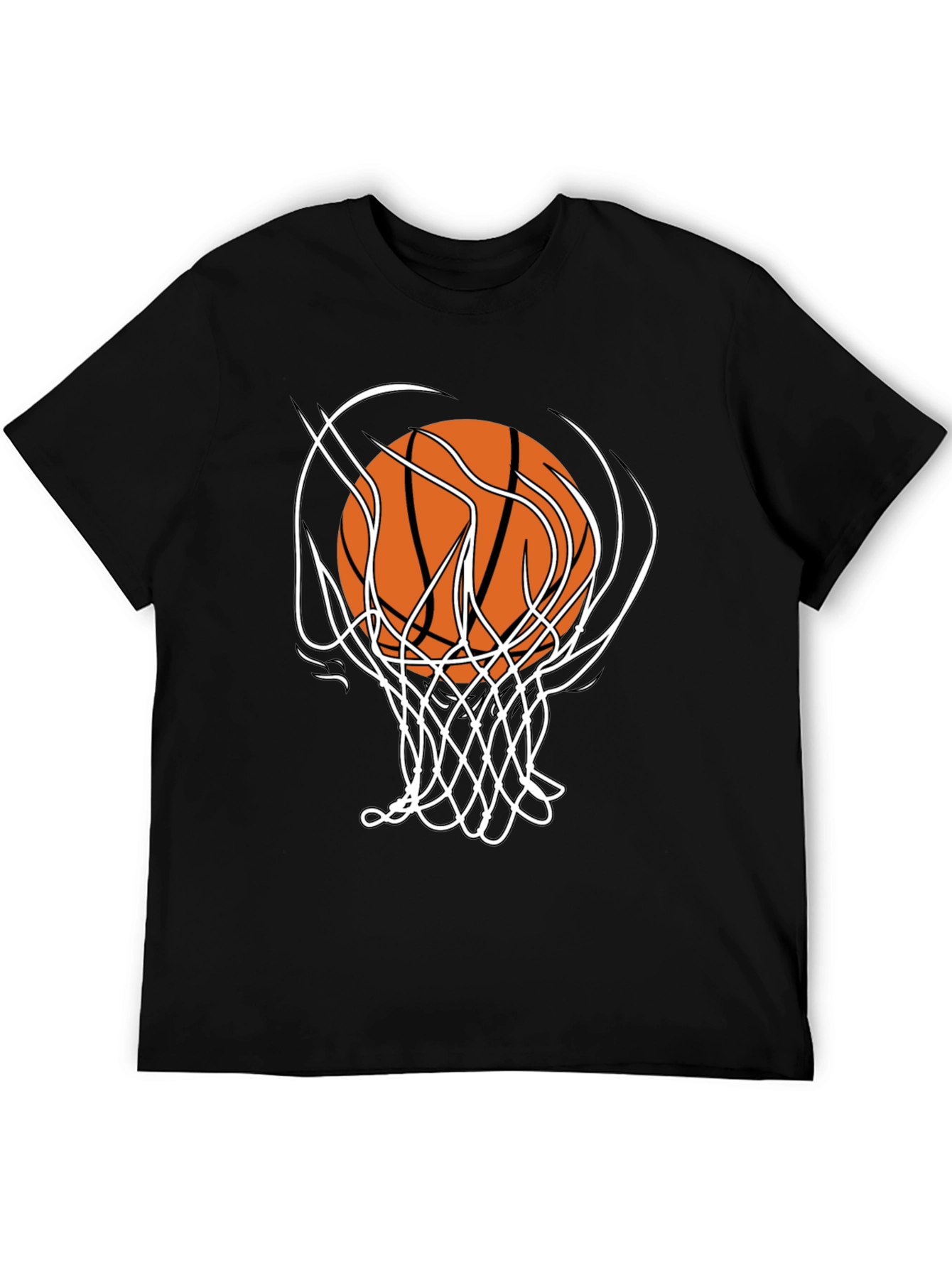 Basketball Graphic Tee - Black Cotton T-Shirt