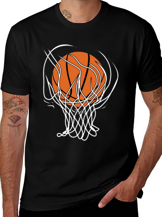 Basketball Graphic Tee - Black Cotton T-Shirt