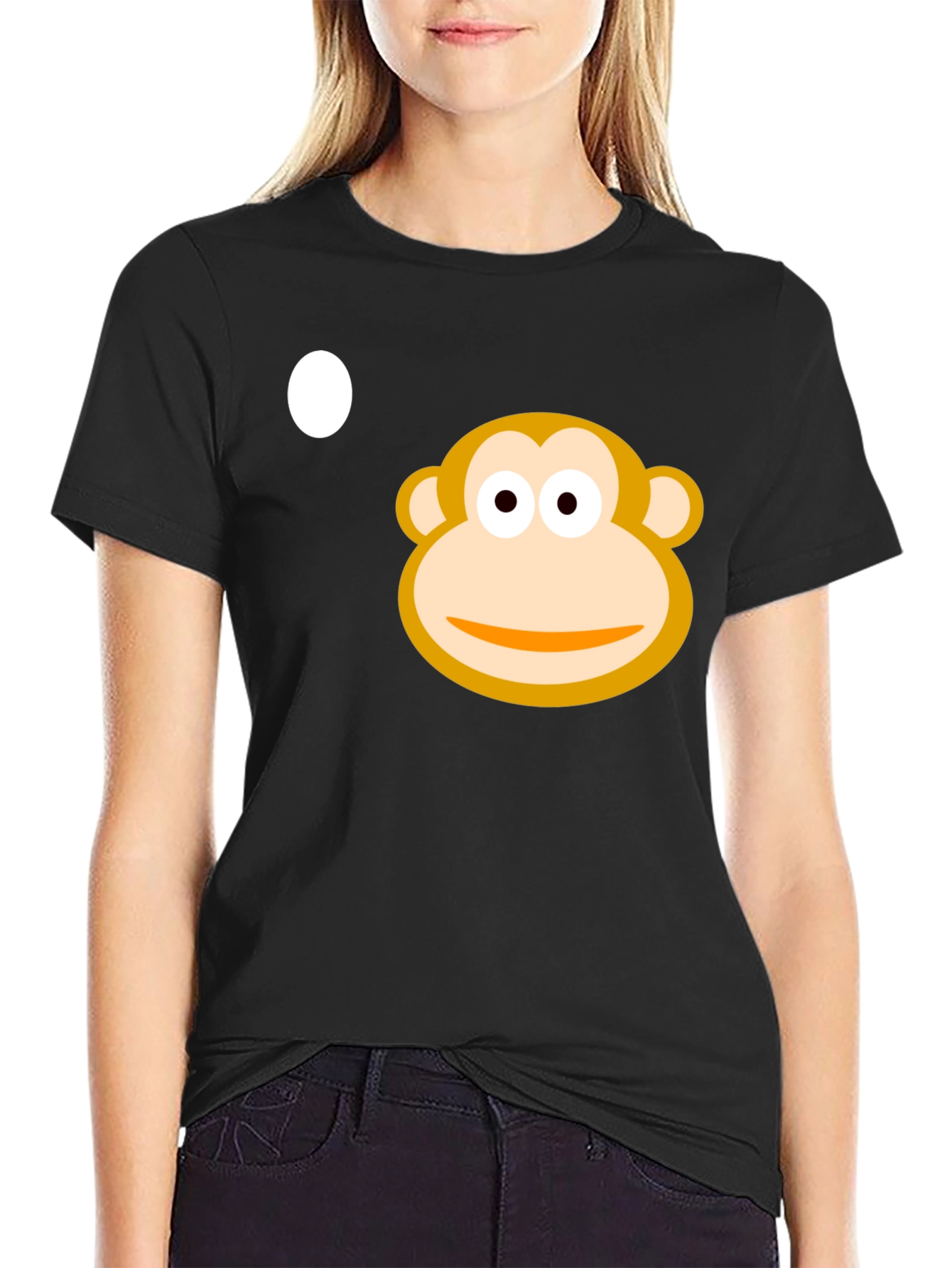 Monkey Face Graphic Tee - Black Cotton Casual T-Shirt