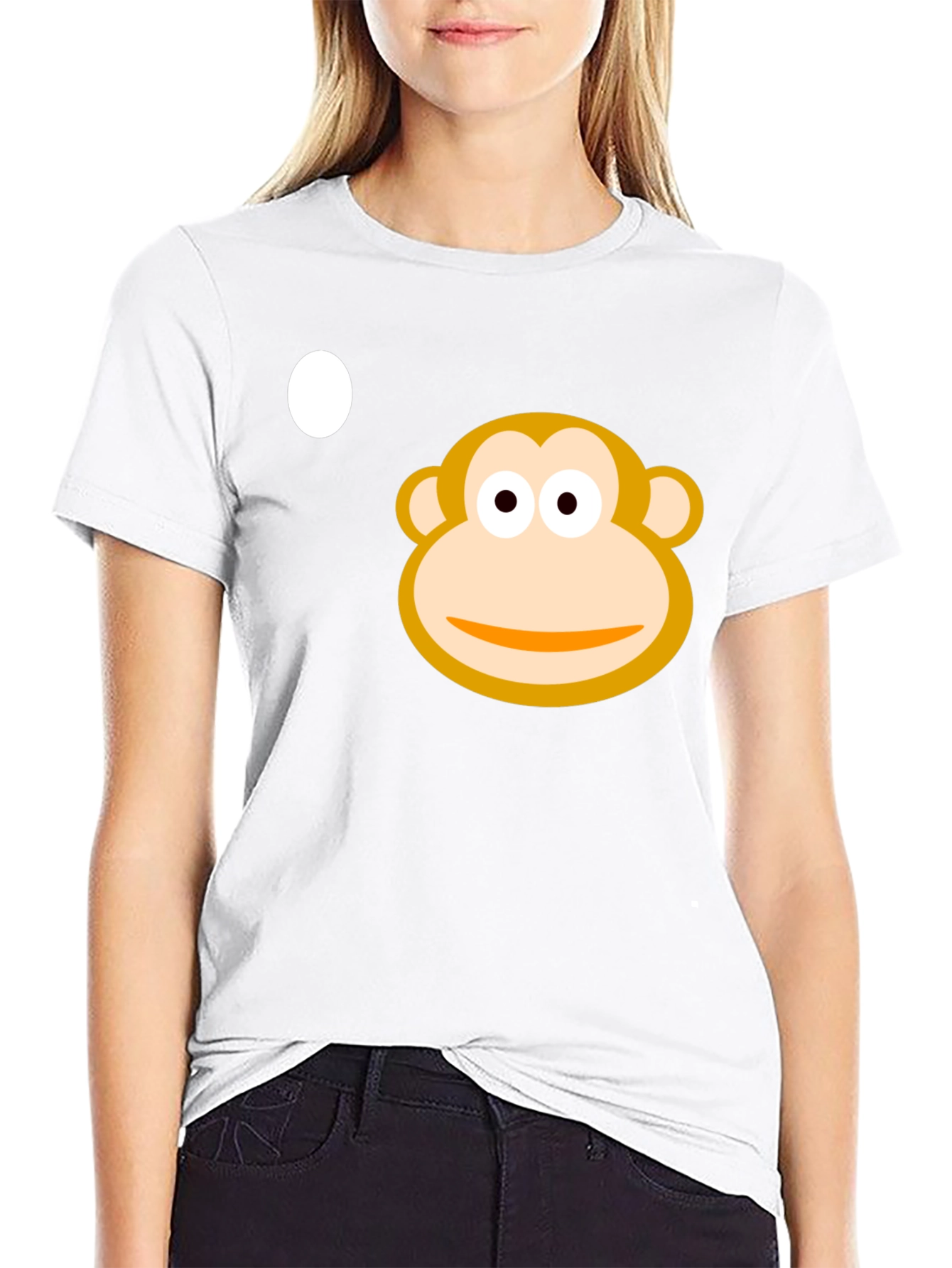 Monkey Face Graphic Tee - Black Cotton Casual T-Shirt