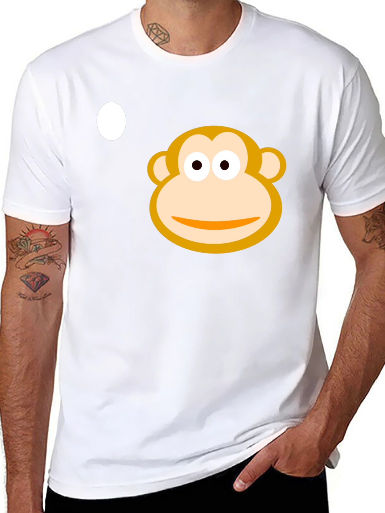 Monkey Face Graphic Tee - Black Cotton Casual T-Shirt