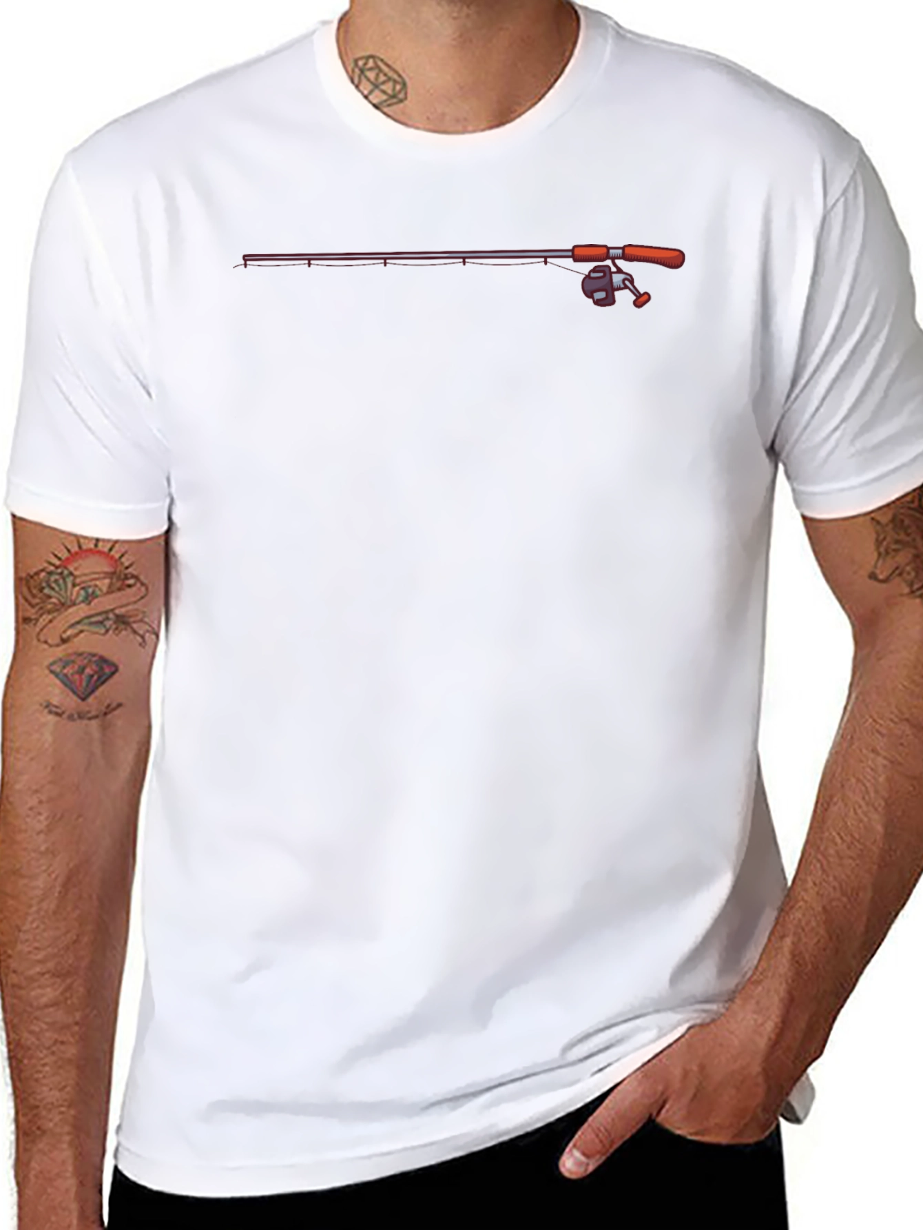 Fishing Rod Graphic Black T-Shirt