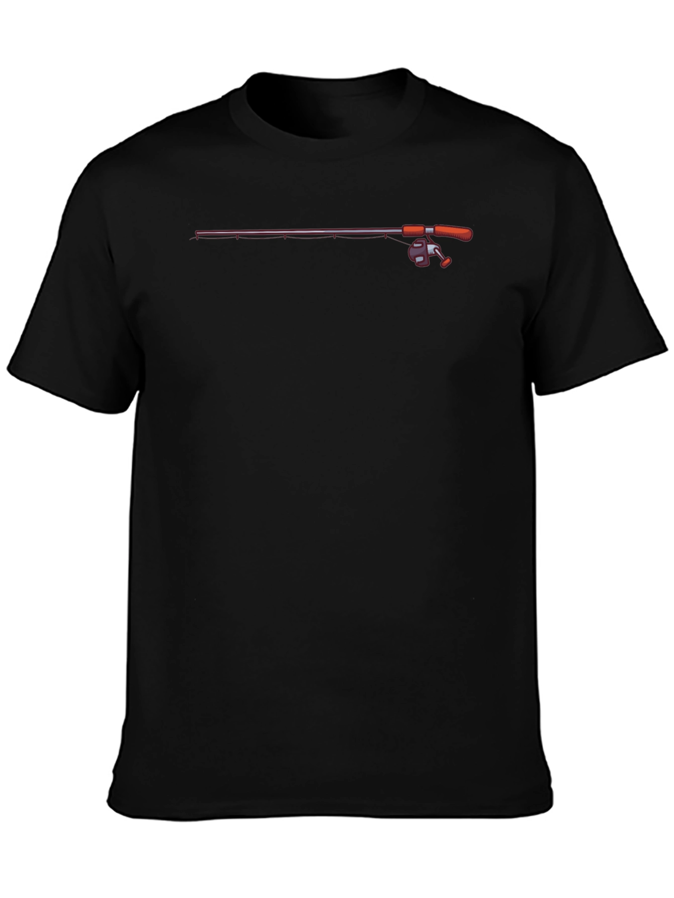 Fishing Rod Graphic Black T-Shirt