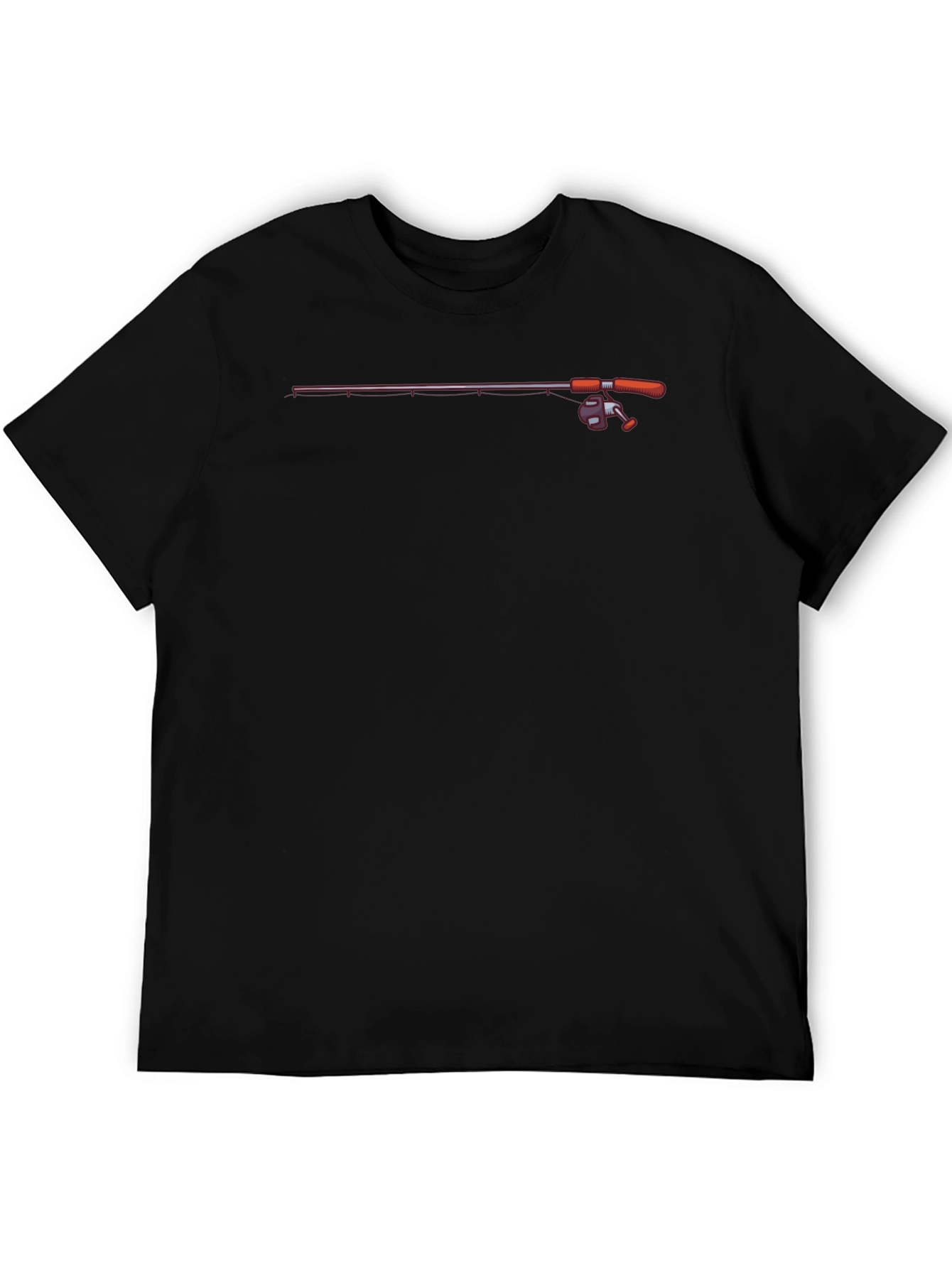 Fishing Rod Graphic Black T-Shirt