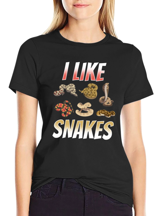 I Like Snakes Graphic Tee - Black Cotton T-Shirt