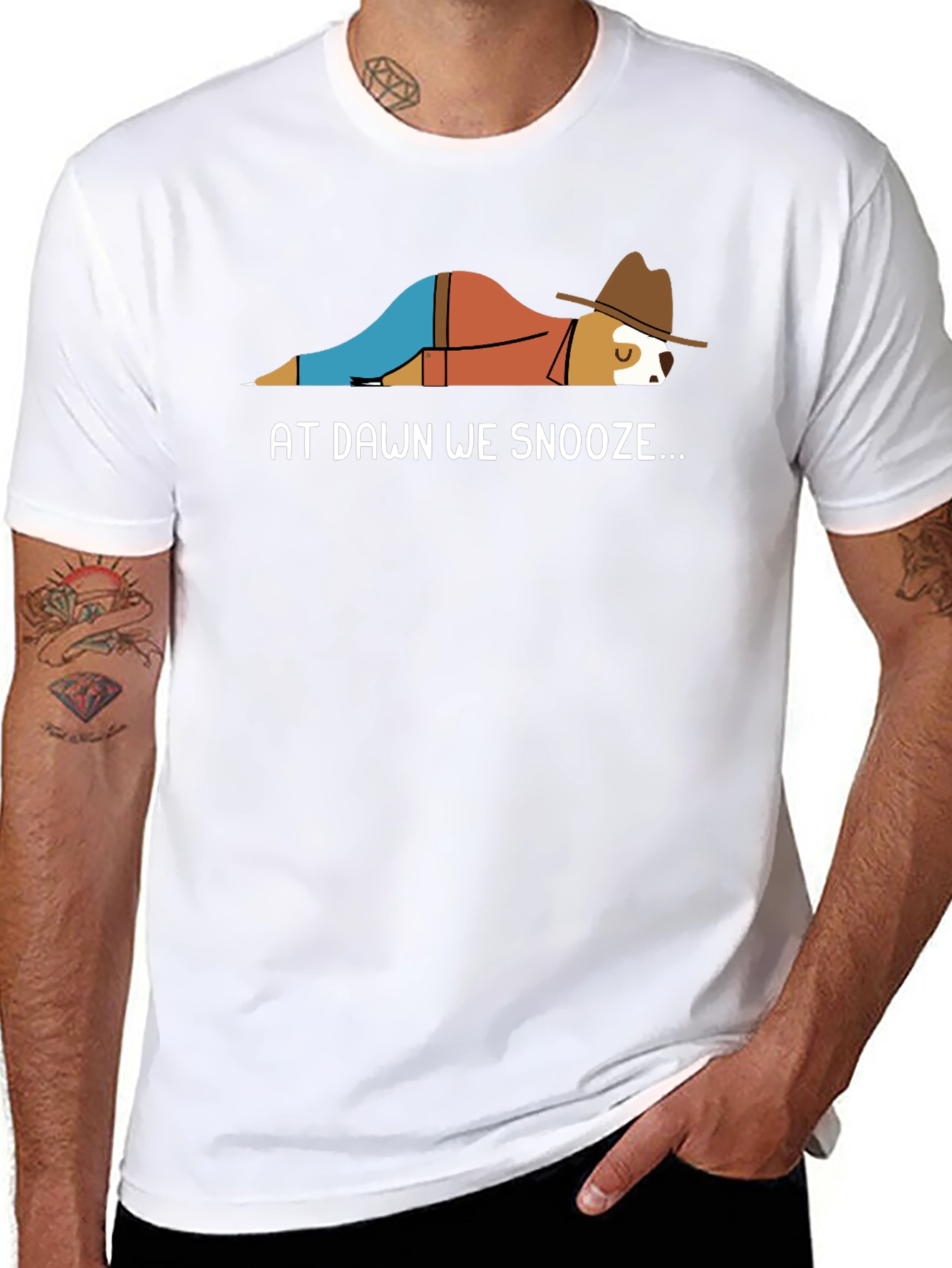 At Dawn We Snooze Funny Dog T-Shirt