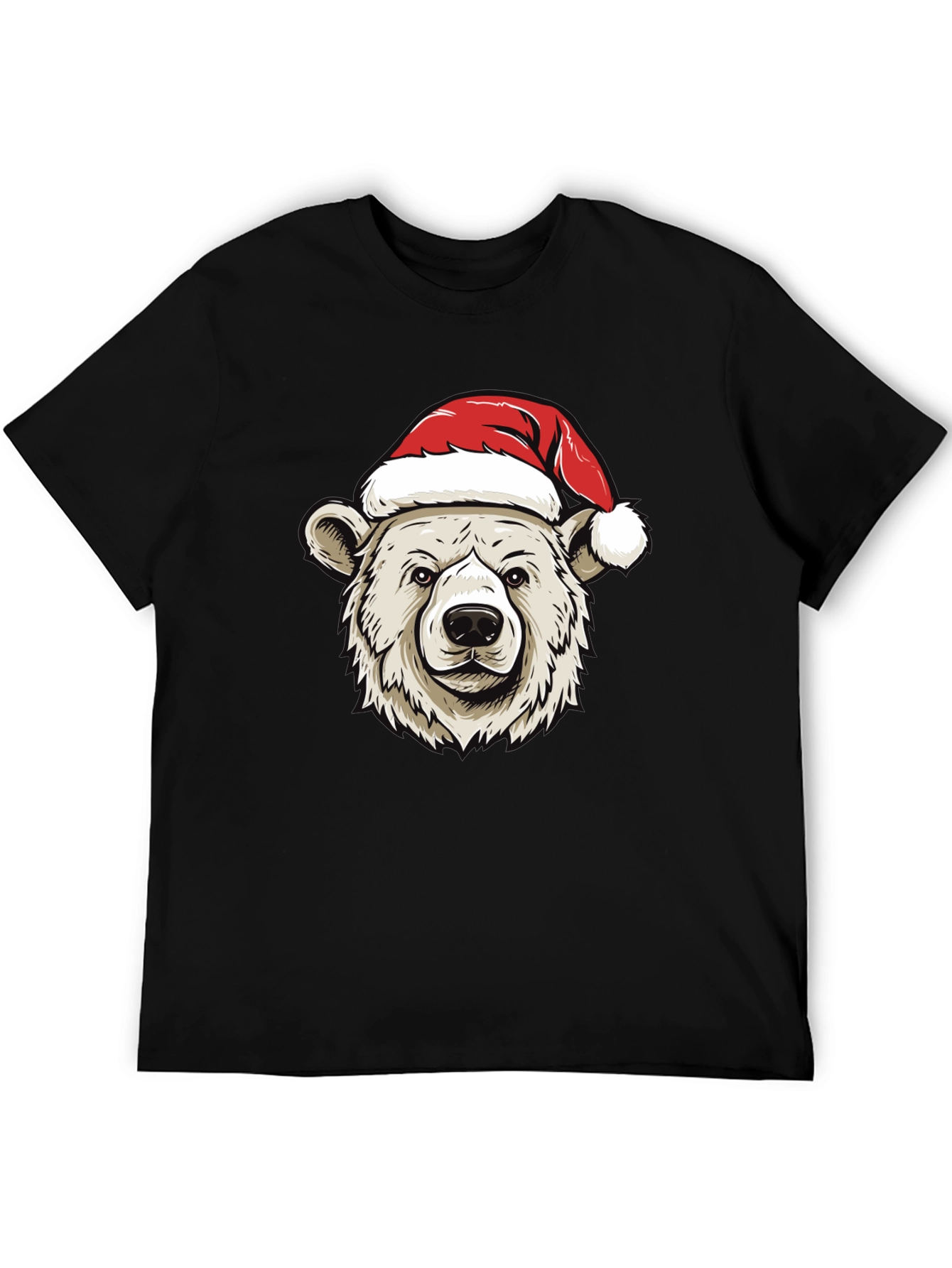 Holiday Bear Graphic Tee - Christmas Santa Hat