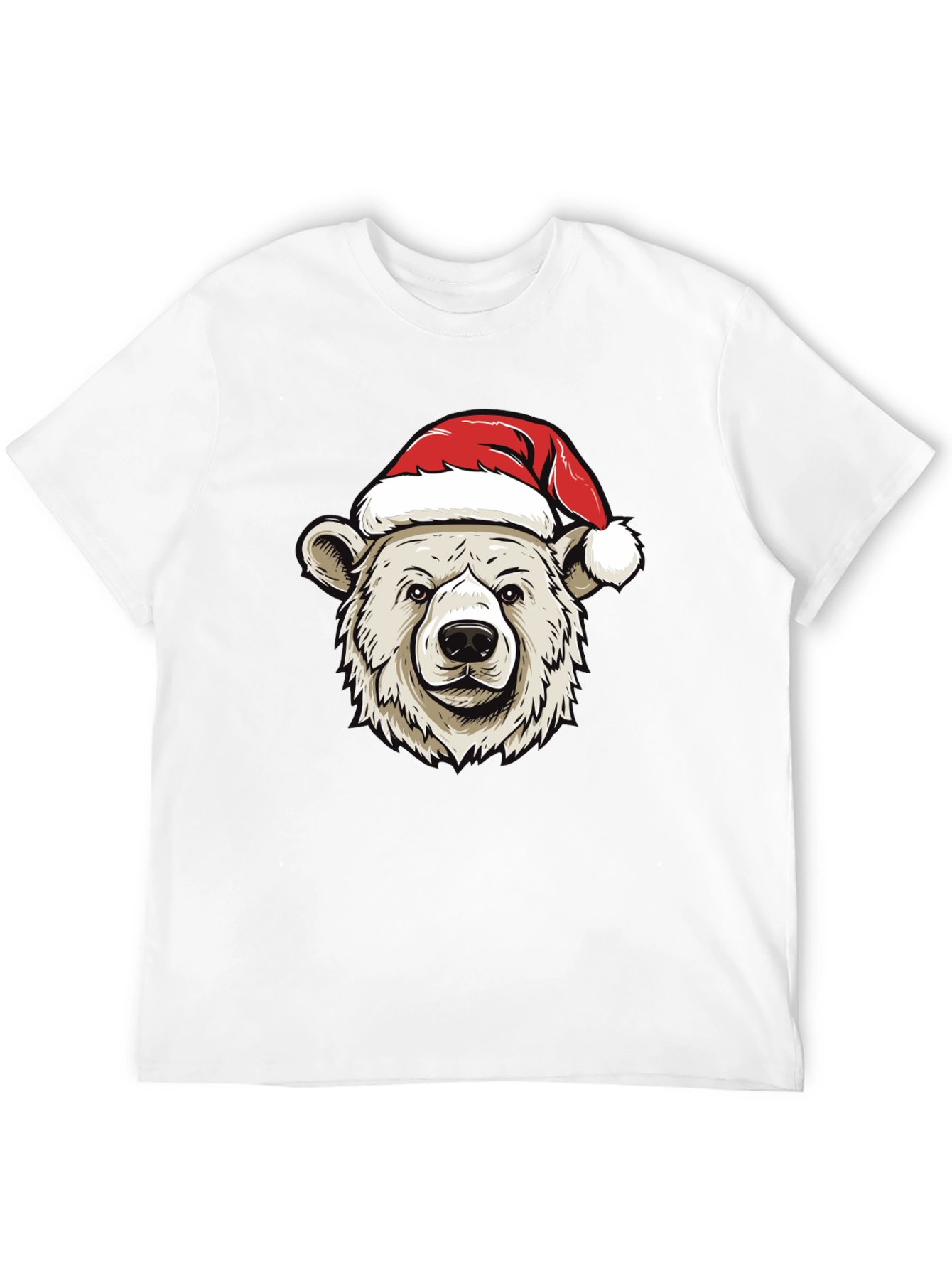 Holiday Bear Graphic Tee - Christmas Santa Hat