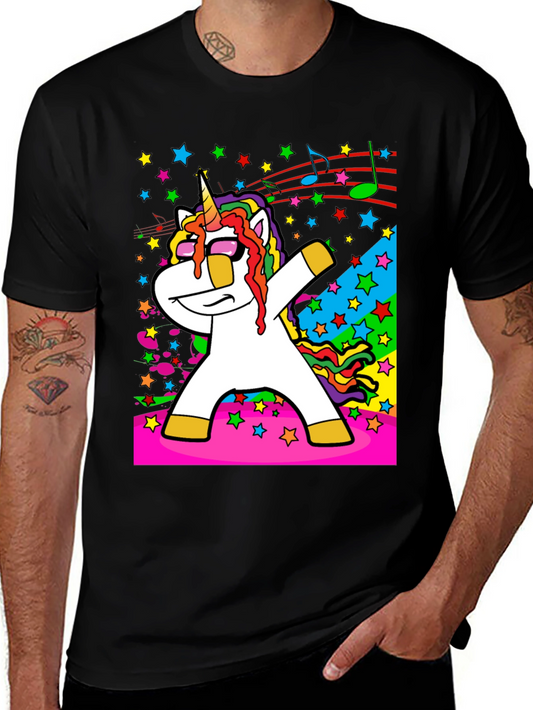 Dabbing Unicorn T-Shirt - Colorful Stars & Music