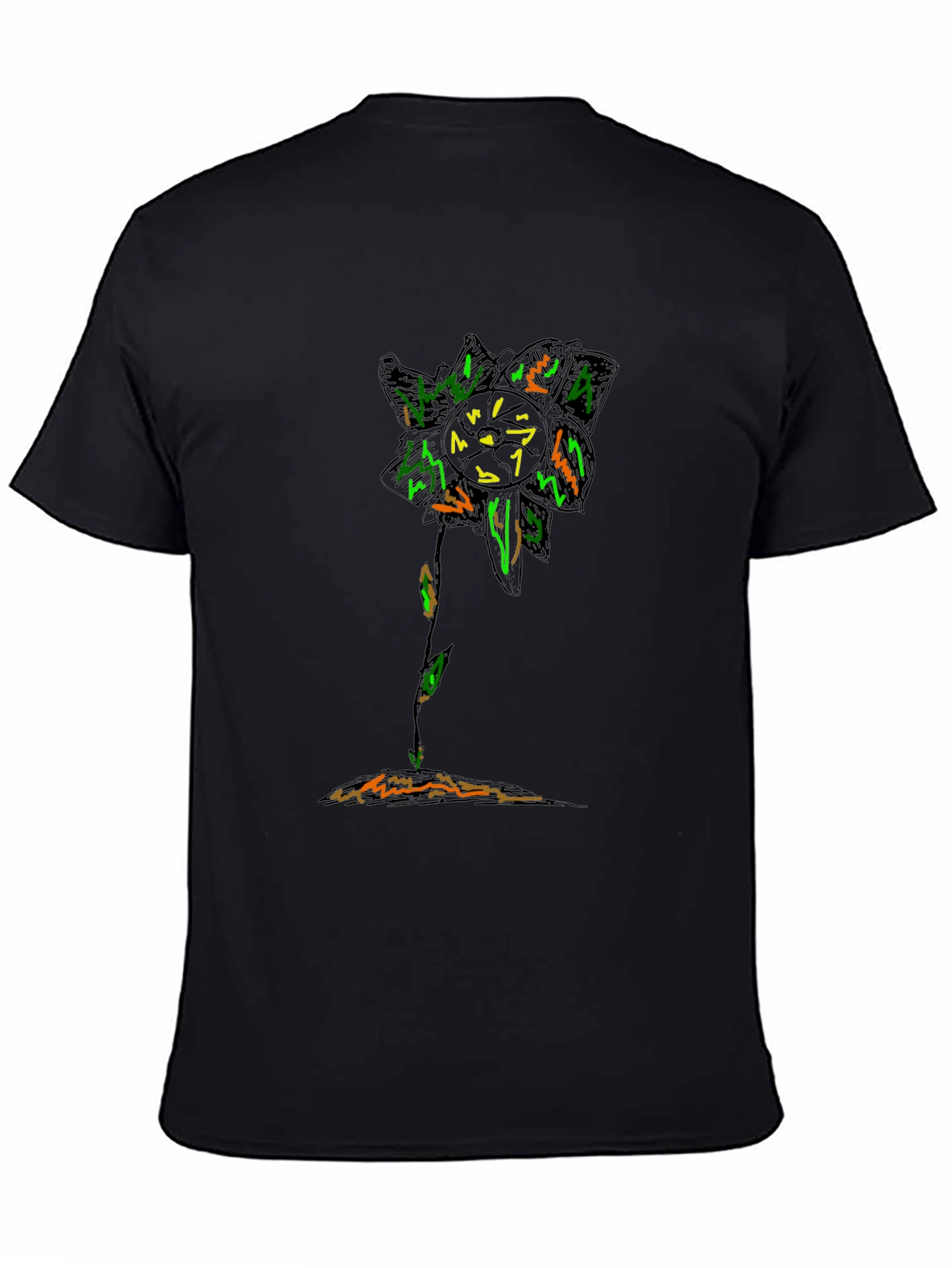 Cool Flower Graphic Black T-Shirt